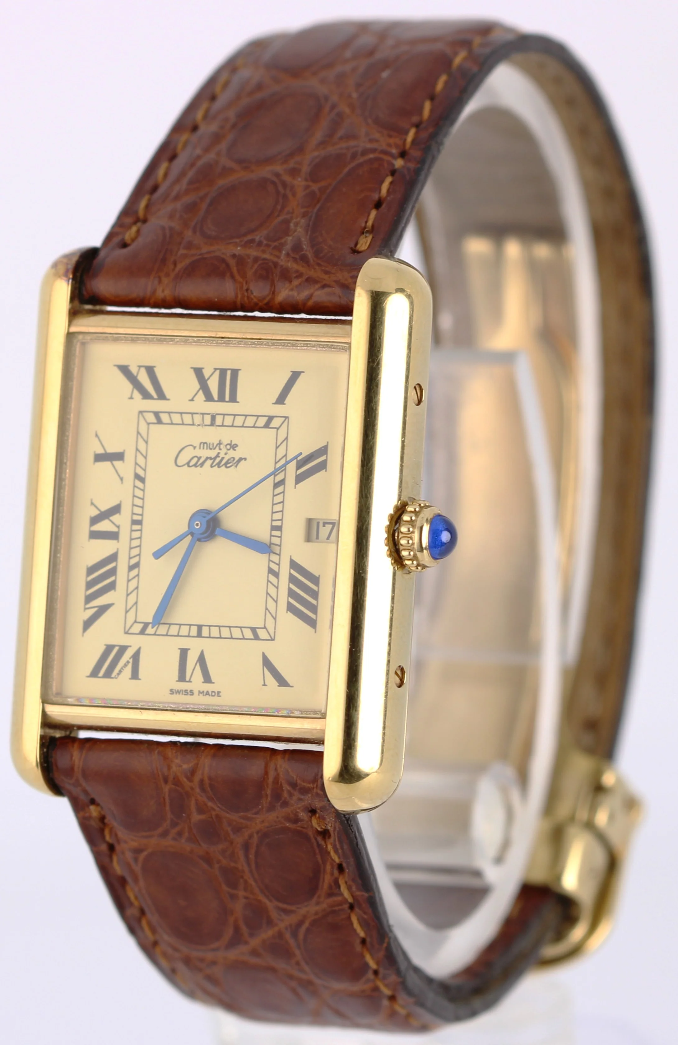 Cartier Tank LM PAPERS Vermeil Gold Silver Ivory Roman 25mm W1017454 2413 Watch - Image 3