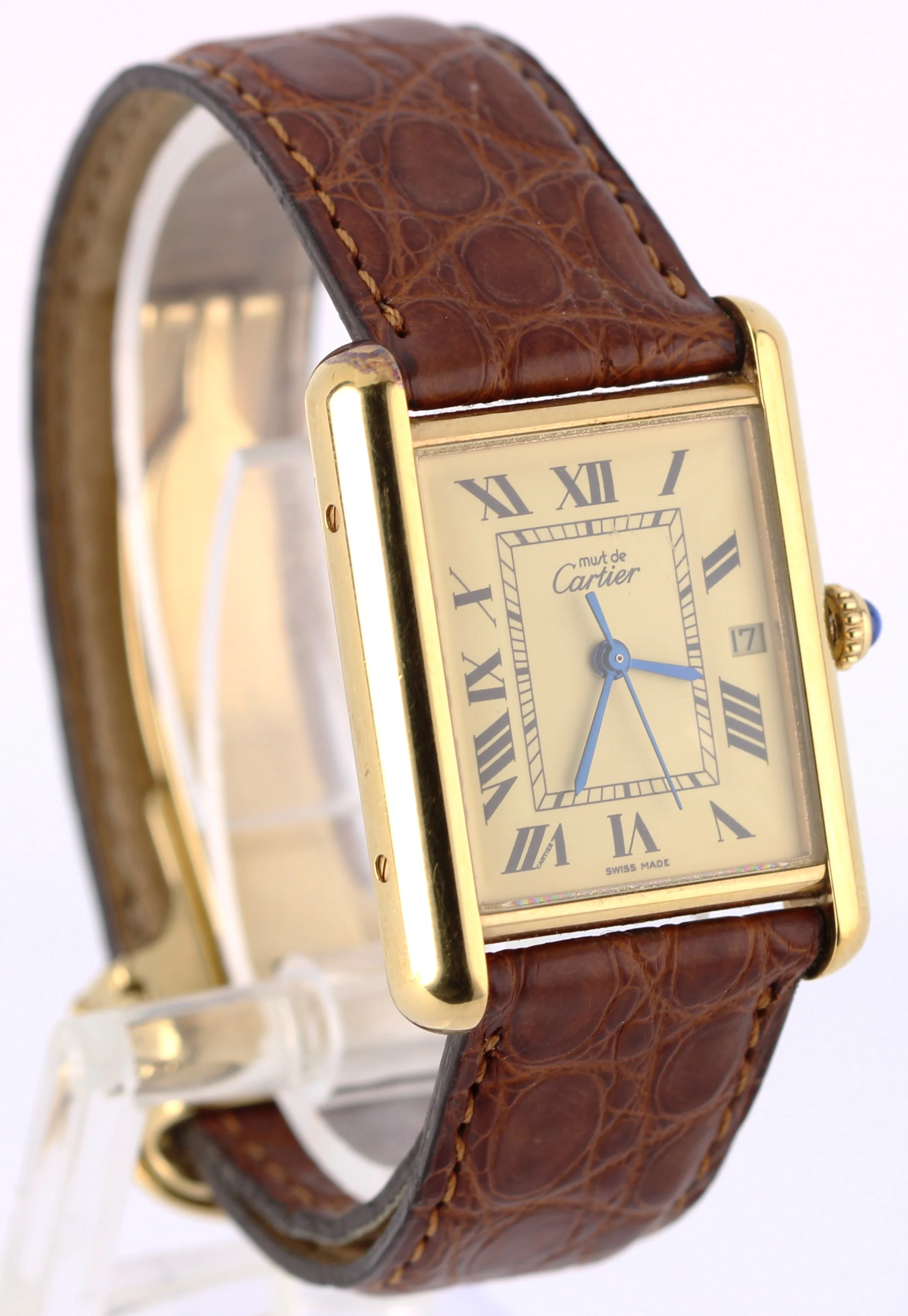Cartier Tank LM PAPERS Vermeil Gold Silver Ivory Roman 25mm W1017454 2413 Watch - Image 4