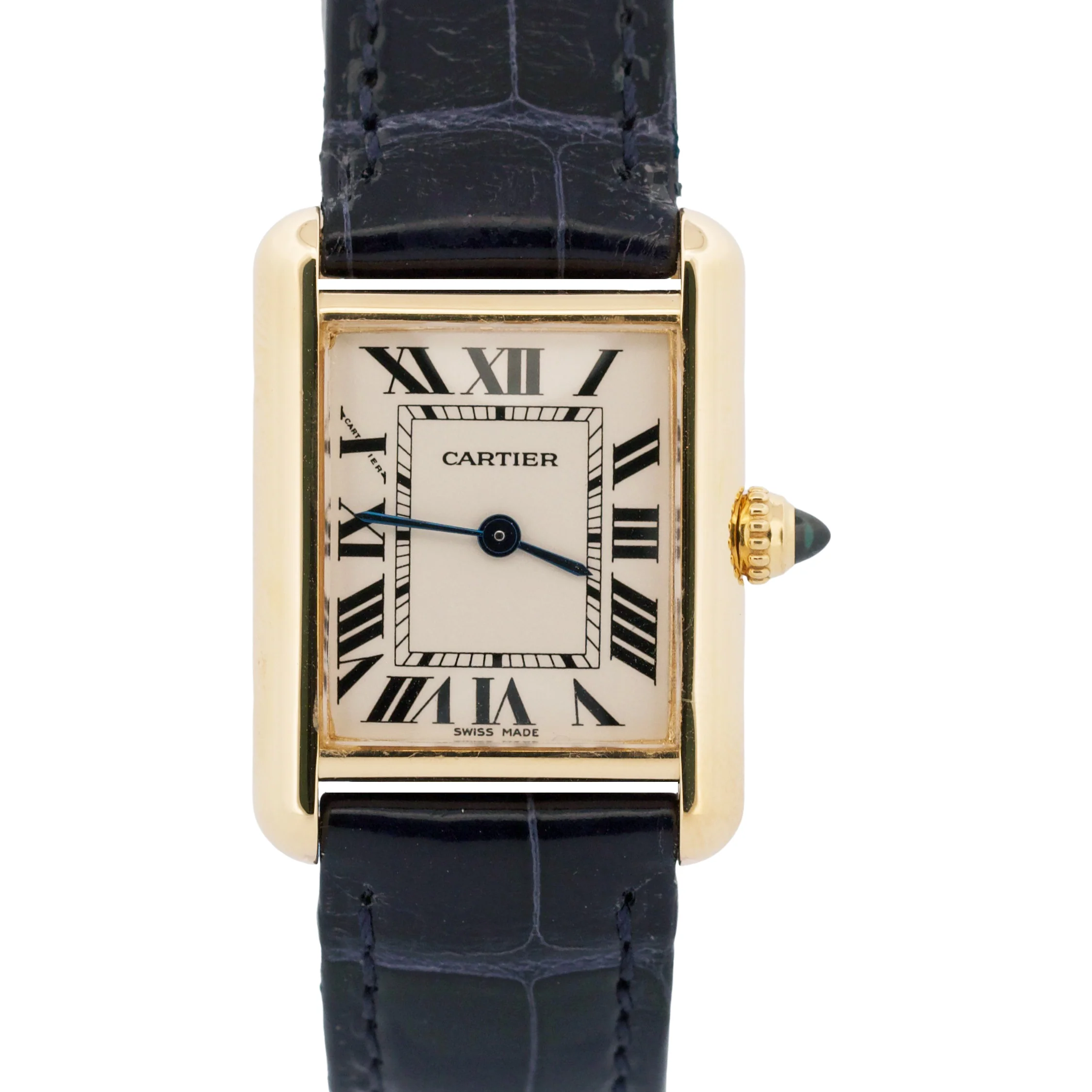 Cartier Tank Louis 18k Yellow Gold IVORY Roman Leather 22mm Quartz 2442 Watch