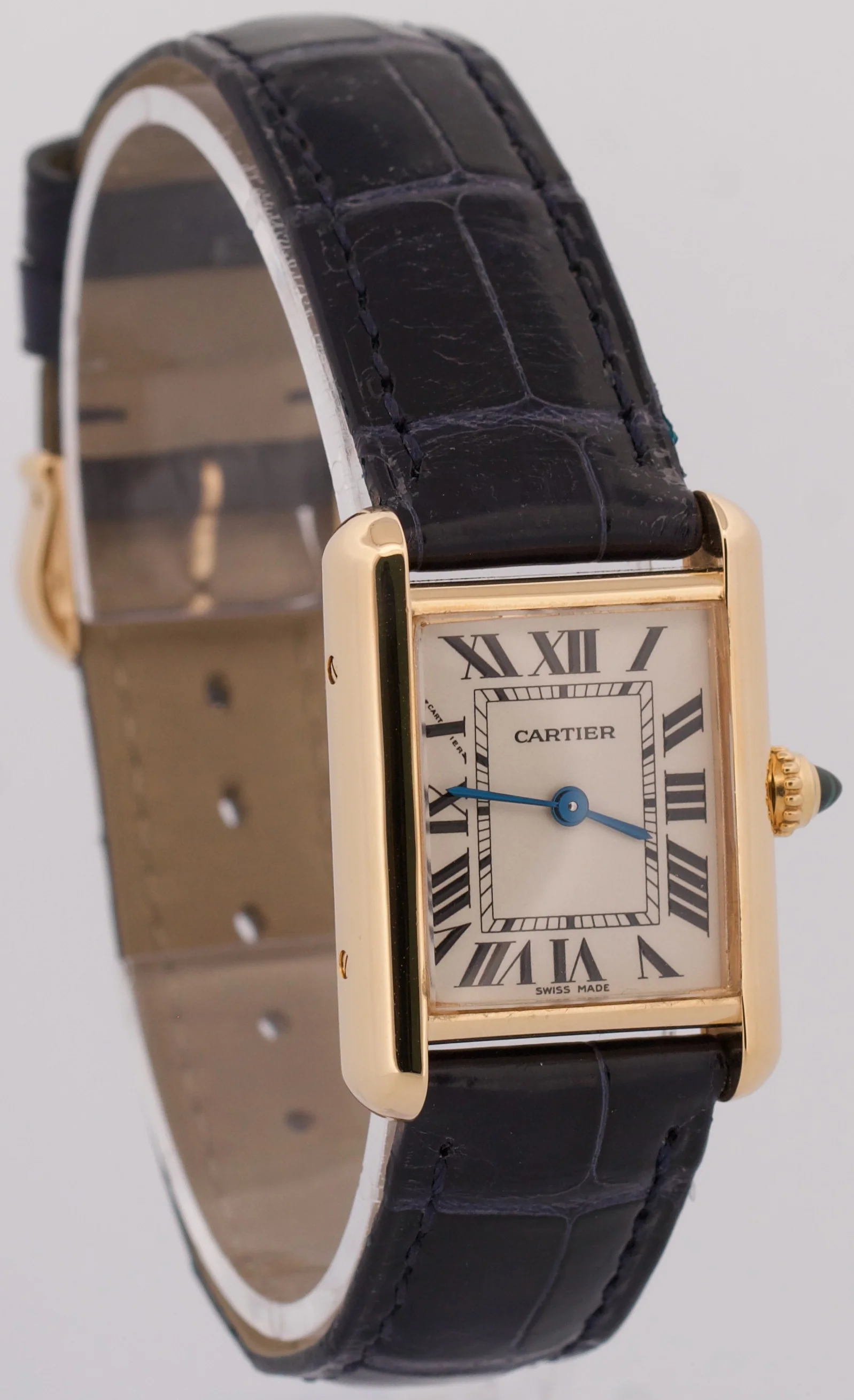Cartier Tank Louis 18k Yellow Gold IVORY Roman Leather 22mm Quartz 2442 Watch - Image 4