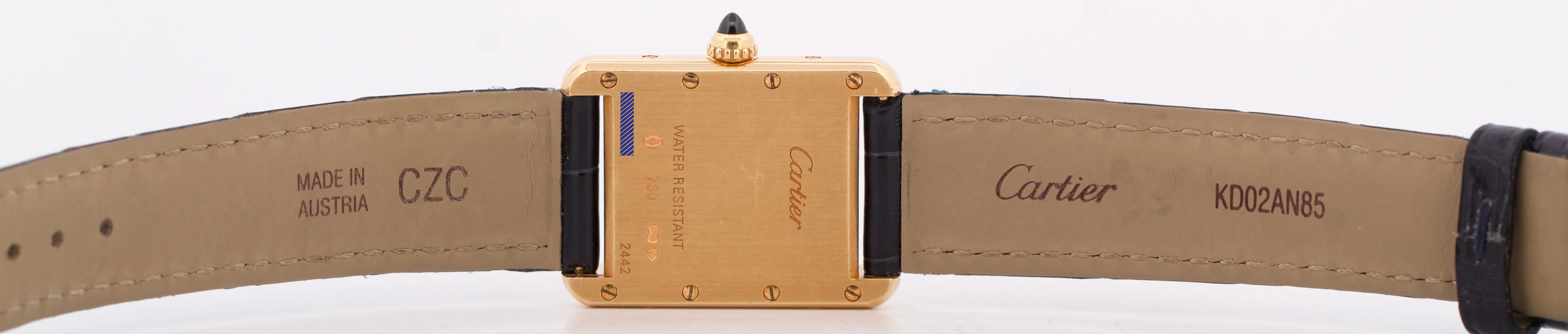 Cartier Tank Louis 18k Yellow Gold IVORY Roman Leather 22mm Quartz 2442 Watch - Image 7