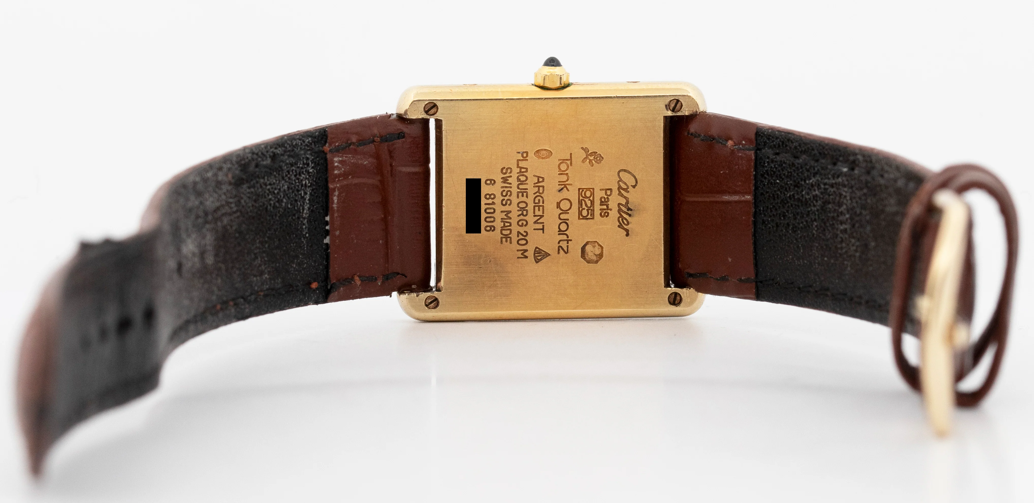 Cartier Tank Quartz Ivory Roman Sterling Silver Vermeil Gold 23.5mm Watch 881008 - Image 6