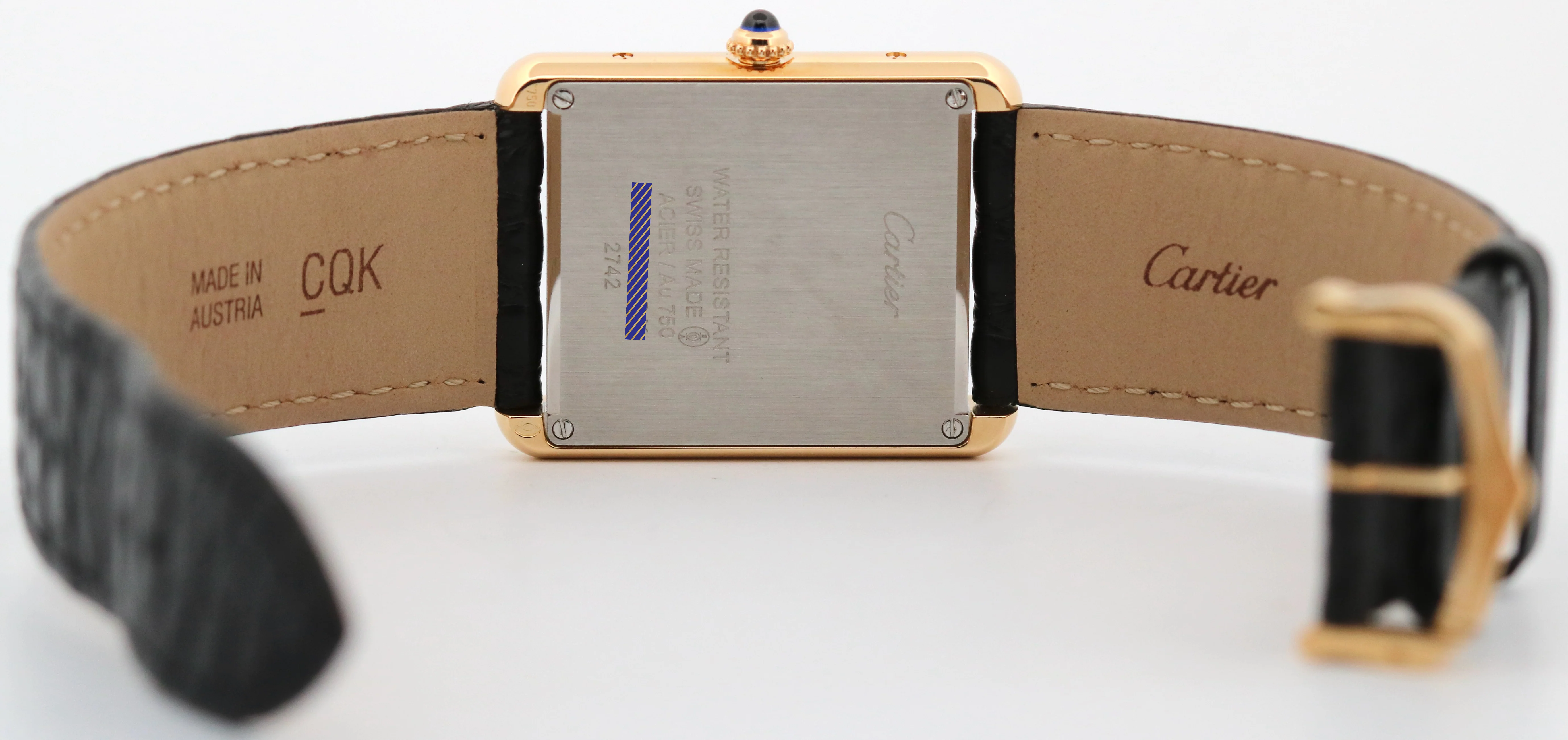 Cartier Tank Solo Large SILVER 18K Yellow Gold Quartz 2742 W1018855 Leather 27mm - Image 3