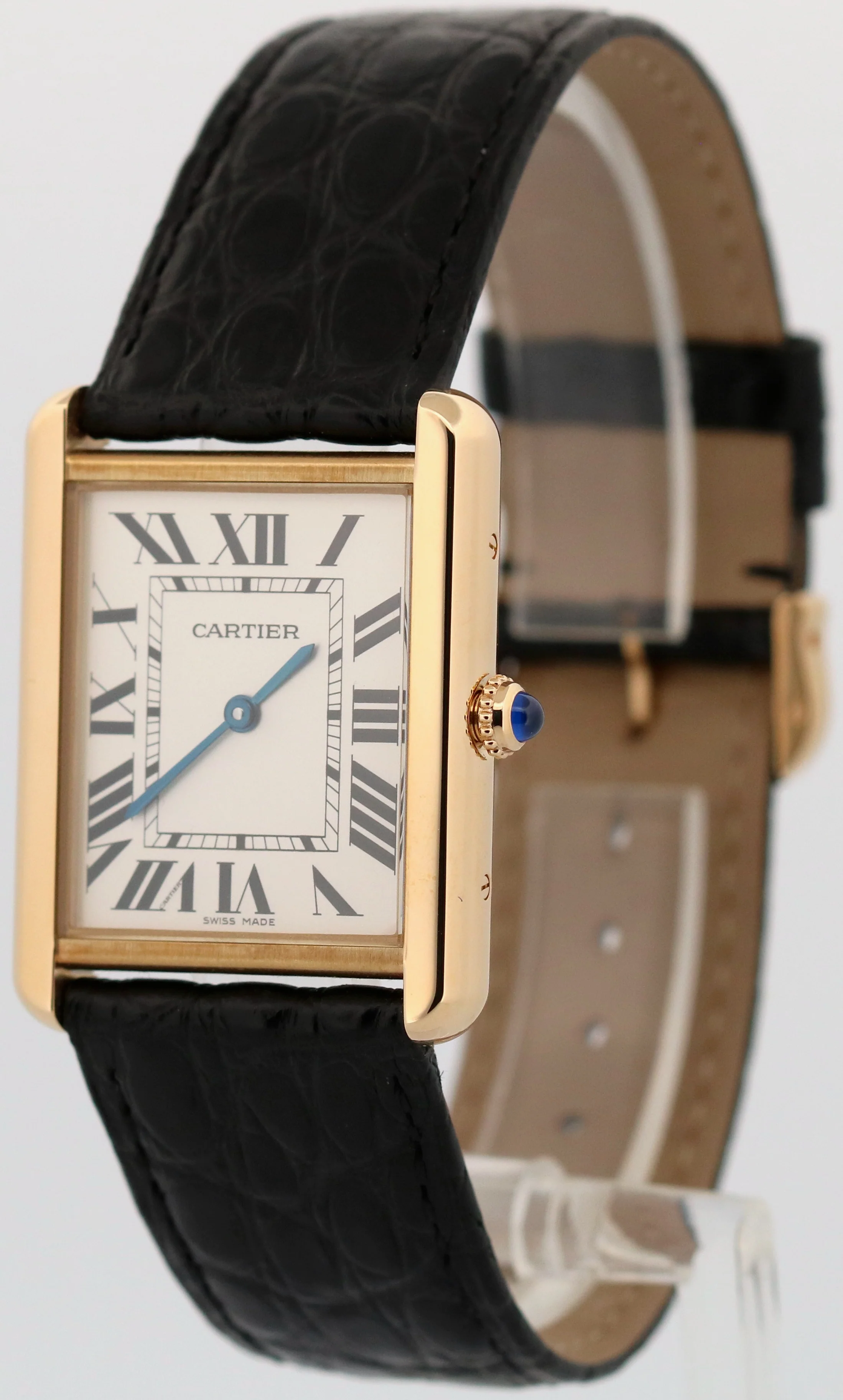Cartier Tank Solo Large SILVER 18K Yellow Gold Quartz 2742 W1018855 Leather 27mm - Image 6