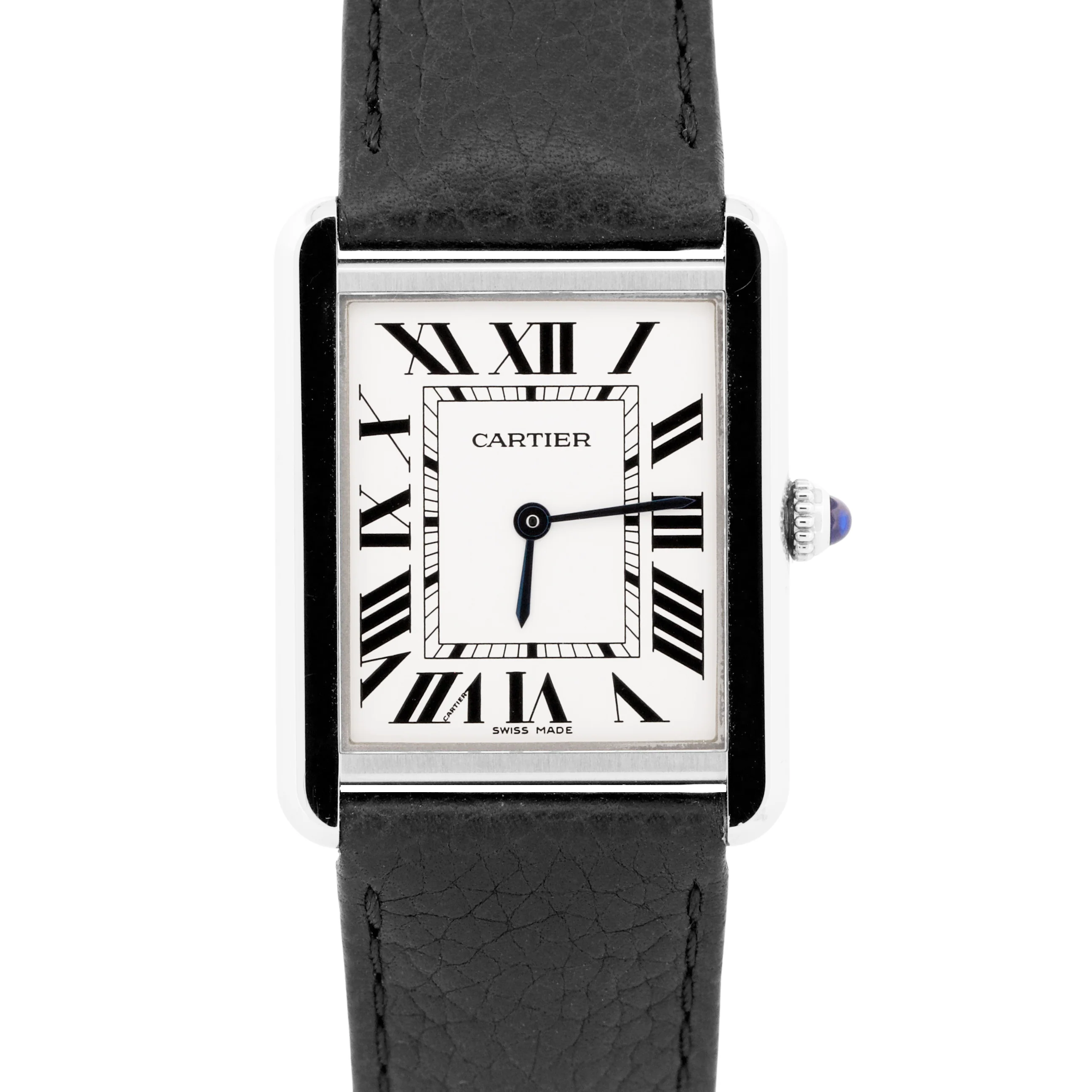 Cartier Tank Solo Large Stainless Steel Roman Quartz Leather 3169 / W5200014 BOX