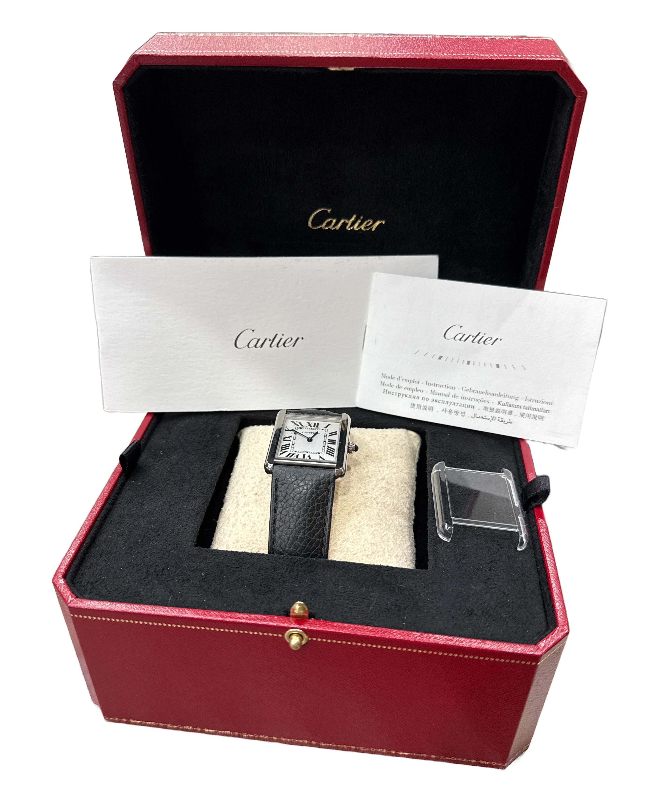 Cartier Tank Solo Large Stainless Steel Roman Quartz Leather 3169 / W5200014 BOX - Image 2