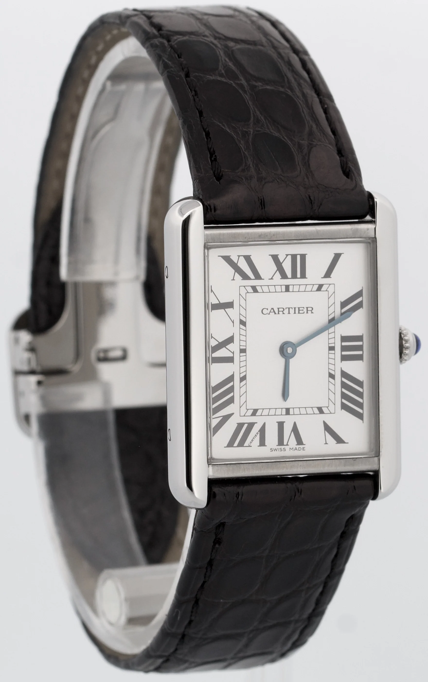 Cartier Tank Solo Stainless Steel SILVER Roman Leather 27mm Quartz 2715 W1018355 - Image 4