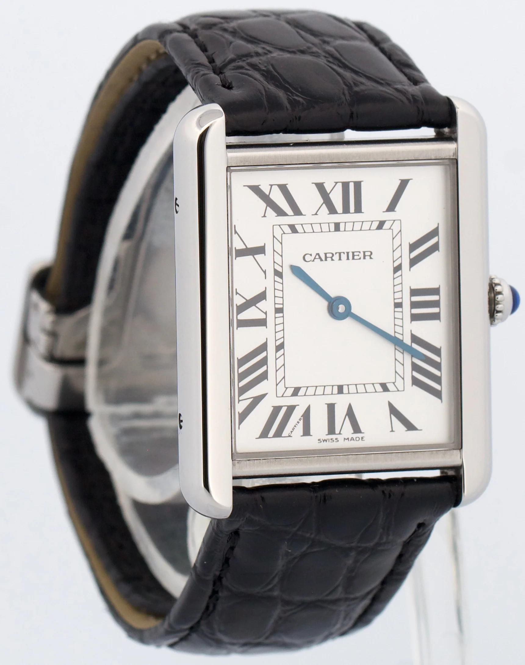 Cartier Tank Solo Stainless Steel SILVER Roman Quartz 2715 W1018355 Leather 27mm - Image 4