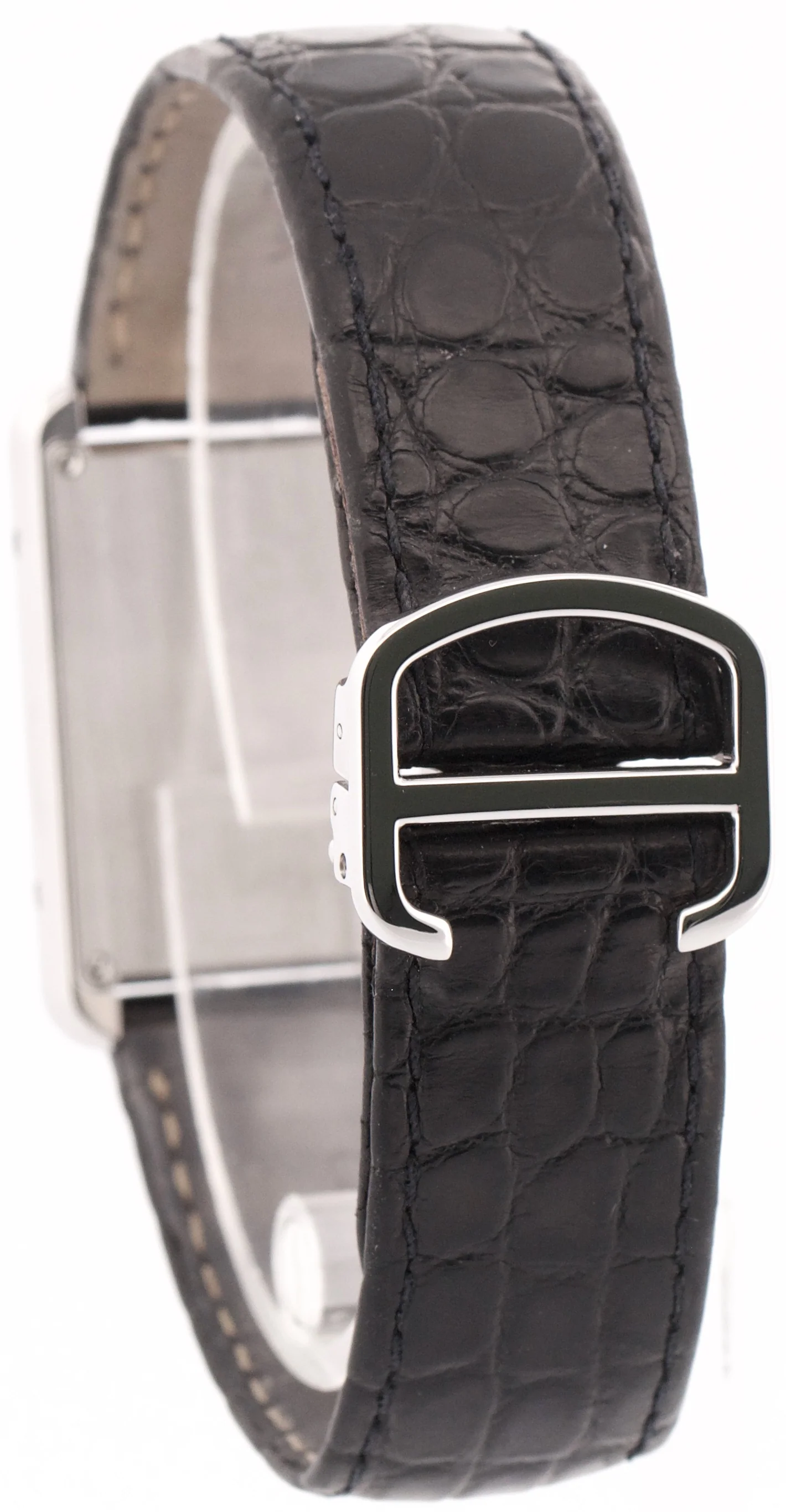 Cartier Tank Solo Stainless Steel WHITE Roman Quartz 2715 W1018355 Leather Watch - Image 5