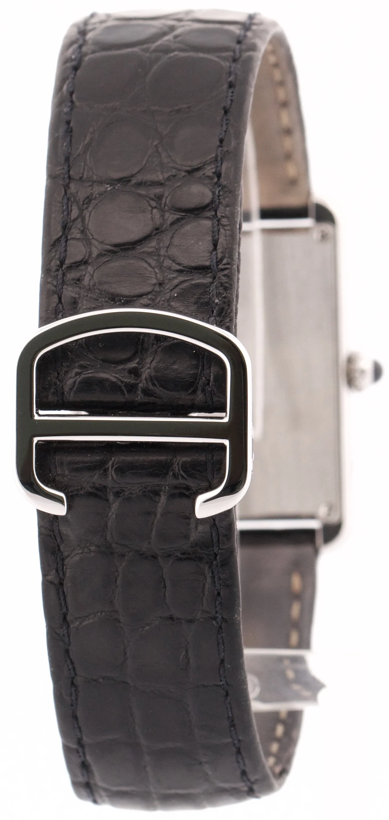 Cartier Tank Solo Stainless Steel WHITE Roman Quartz 2715 W1018355 Leather Watch - Image 6