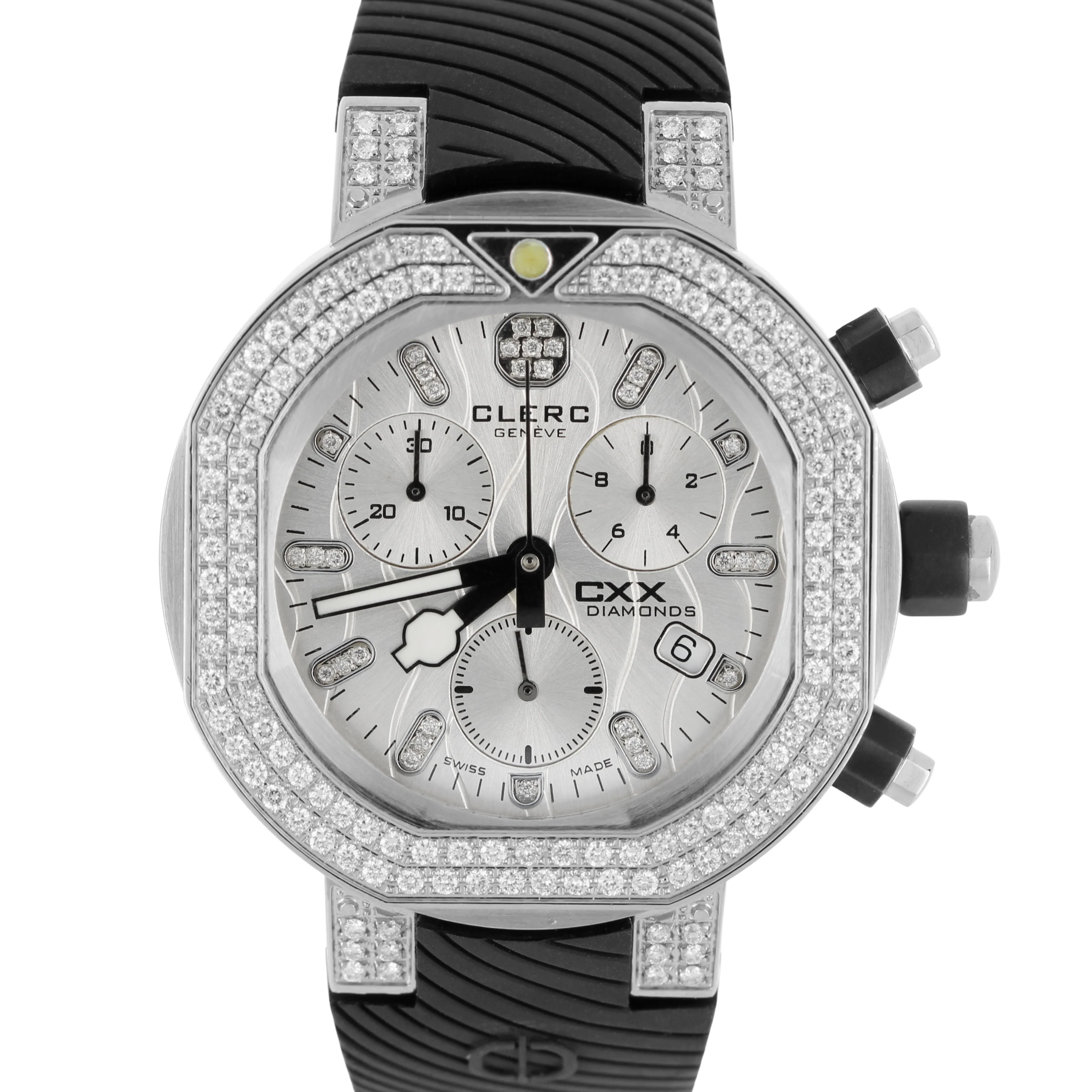 Clerc Geneve CXX Scuba DIAMONDS Chronograph Steel Silver 42mm CXXDSN115Q Watch