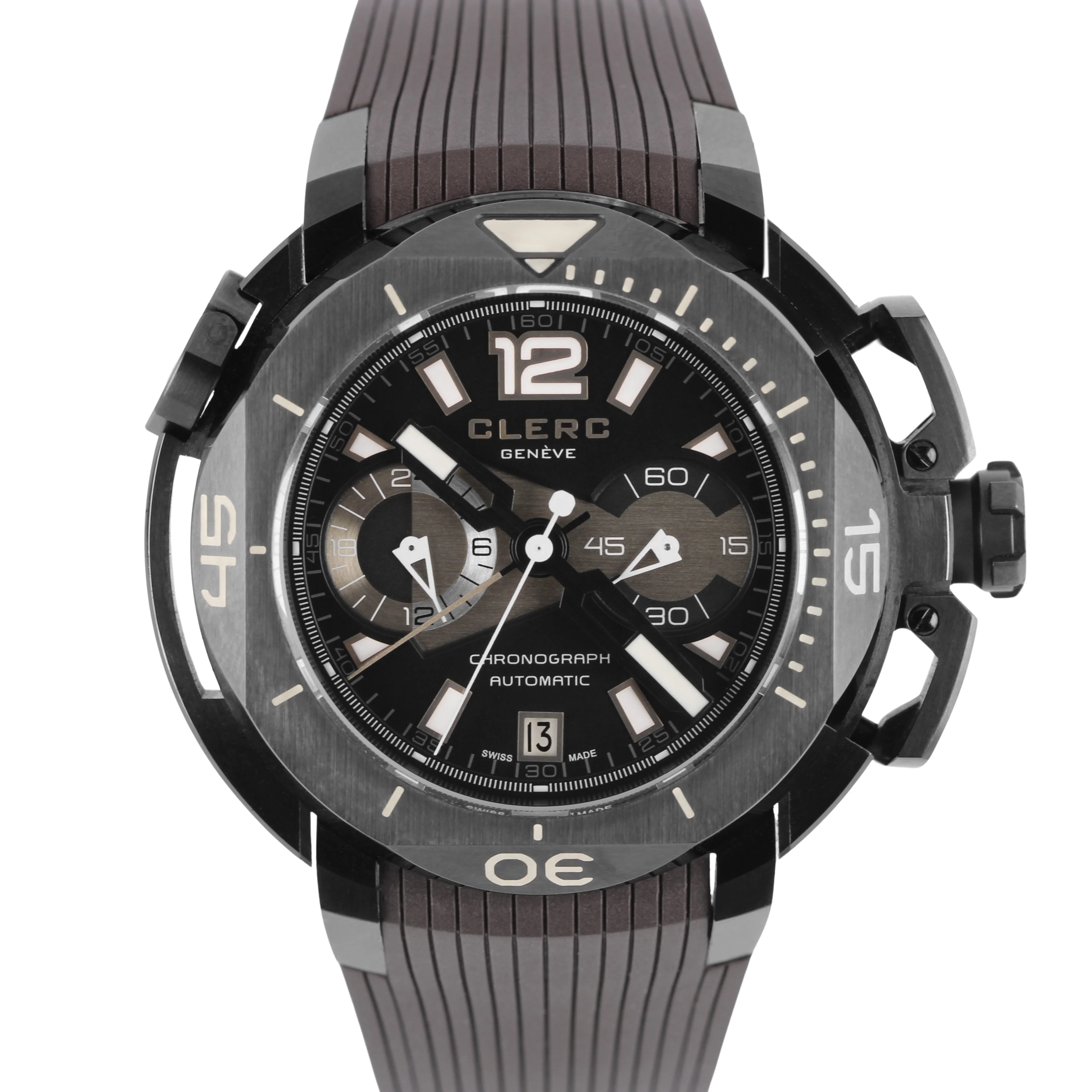 Clerc Geneve Hydroscaph Chronograph PAPERS Black DLC Steel 44mm CHY-2 Watch