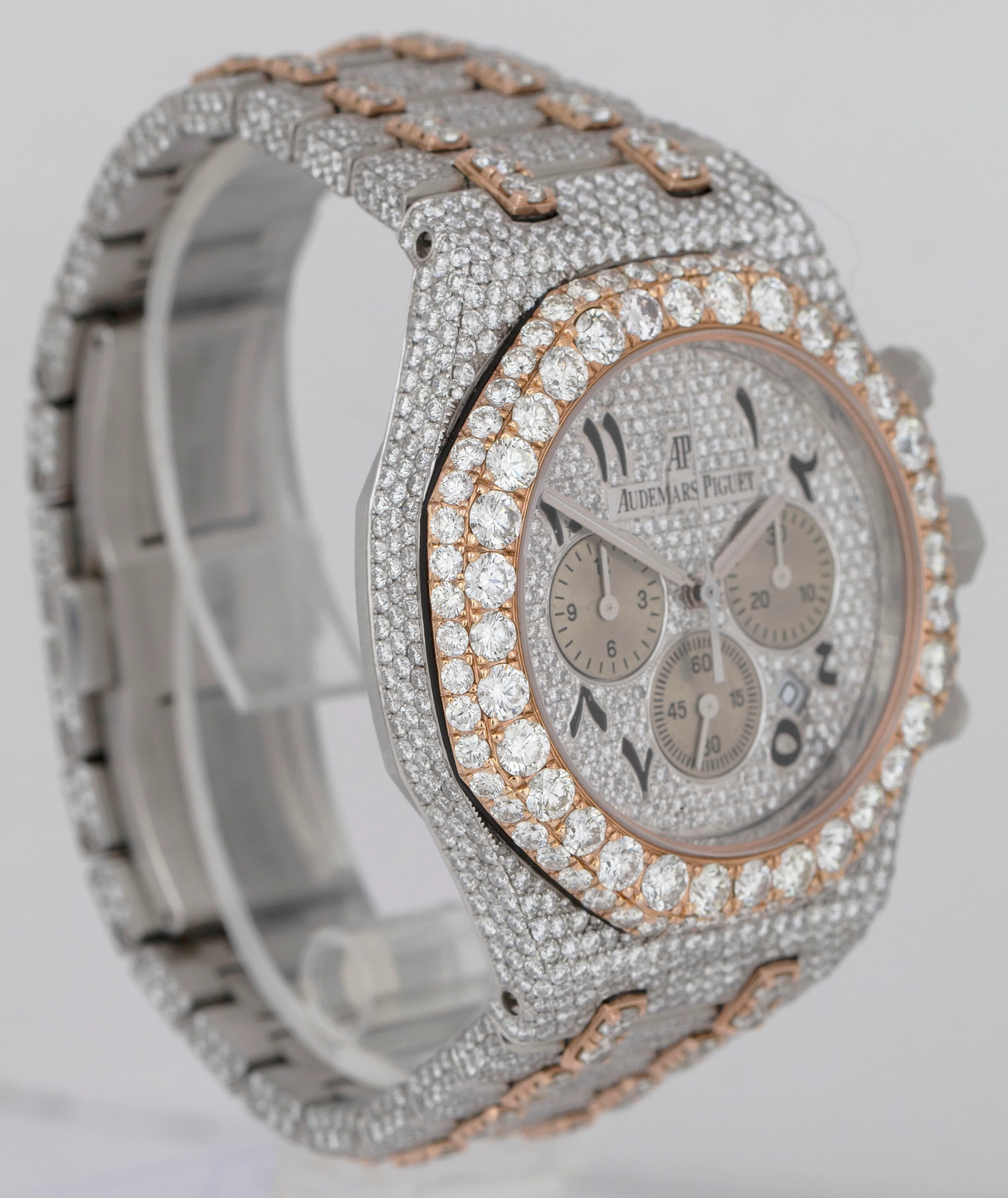 DIAMOND Audemars Piguet Royal Oak Two-Tone 41mm 26320ST Chronograph Pave Watch - Image 3