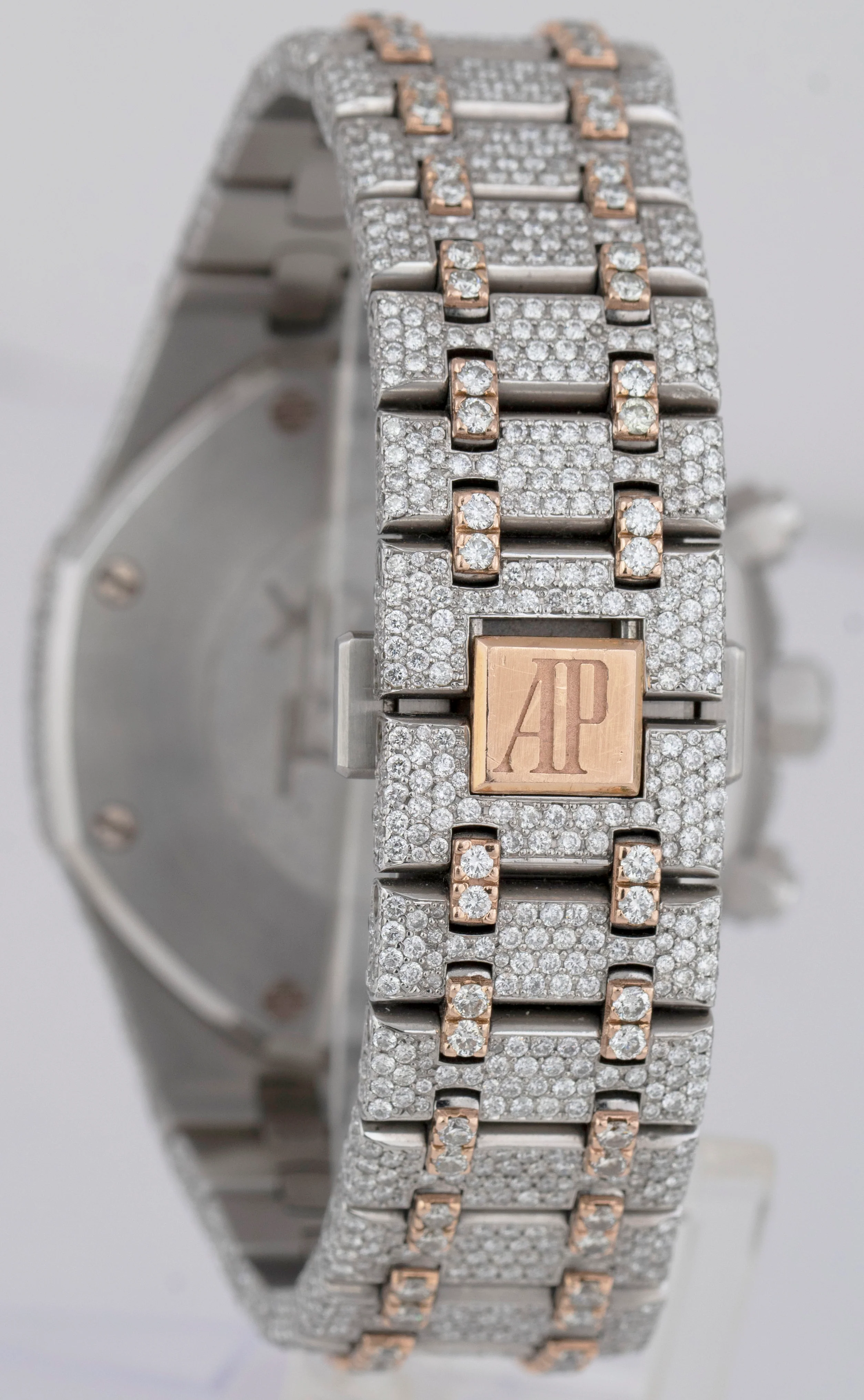 DIAMOND Audemars Piguet Royal Oak Two-Tone 41mm 26320ST Chronograph Pave Watch - Image 4