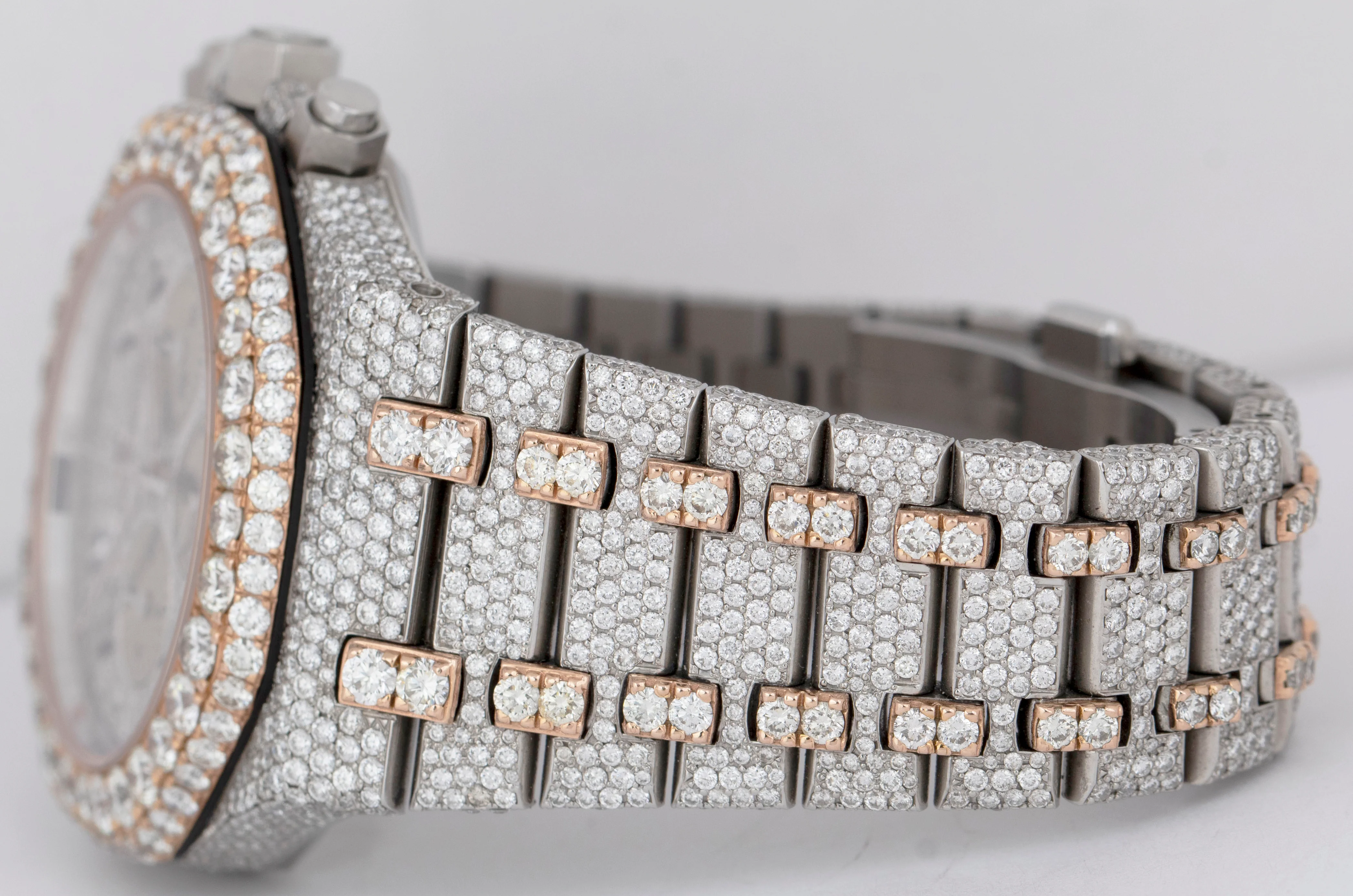 DIAMOND Audemars Piguet Royal Oak Two-Tone 41mm 26320ST Chronograph Pave Watch - Image 5