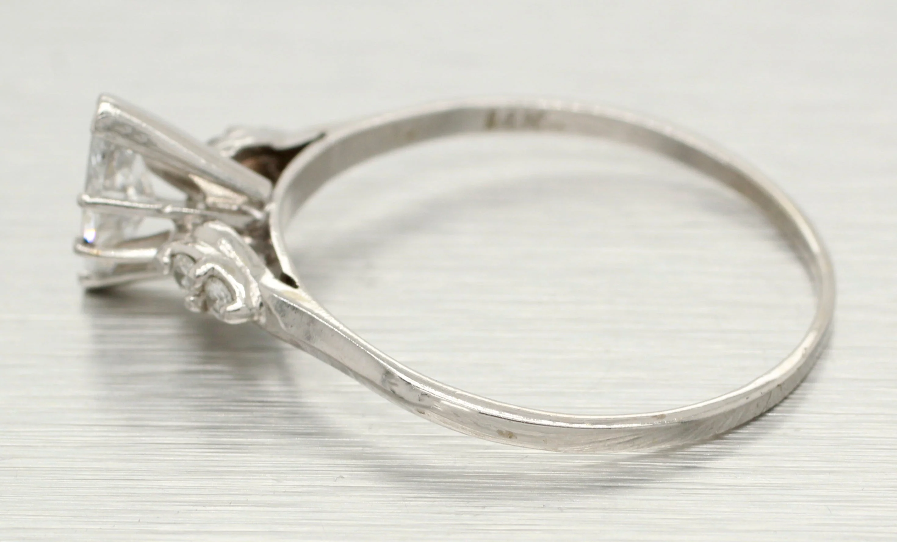 Vintage 0.75ctw Marquise Diamond Engagement Ring in 14k White Gold | Size 11.75 - Image 2
