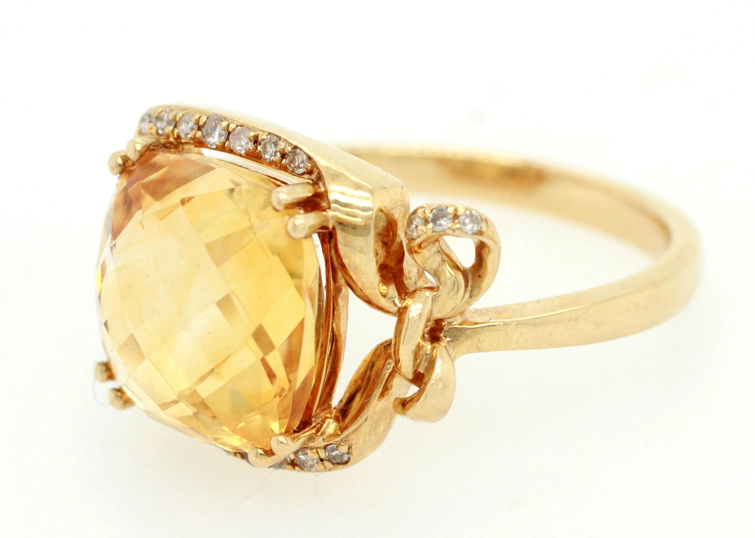 EFFY 1.39ctw Citrine and Diamond Cocktail Ring - 14k Yellow Gold | Size 7 - Image 2