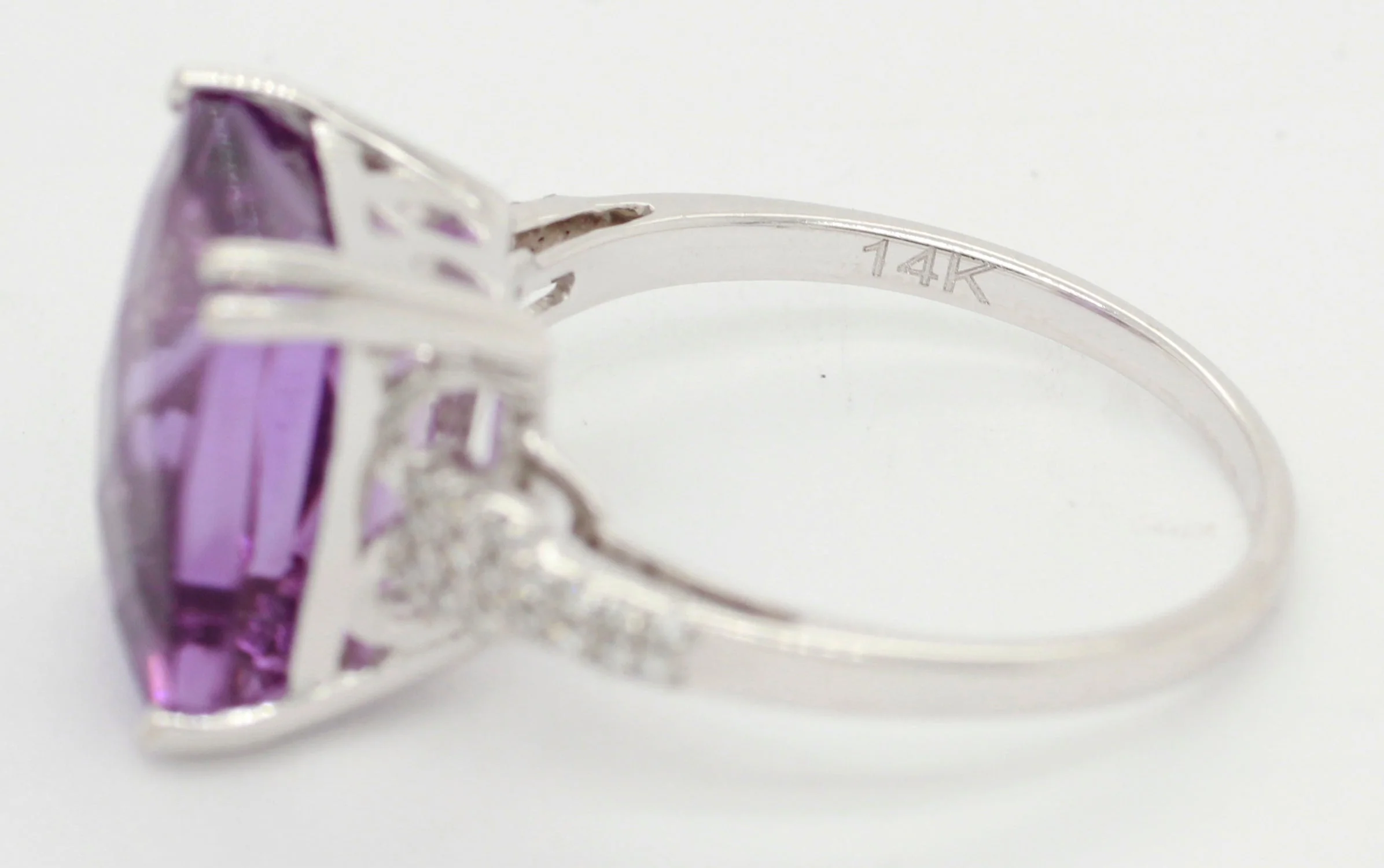 EFFY 4ct Amethyst and Diamond Accent Cocktail Ring in 14k White Gold - Image 3