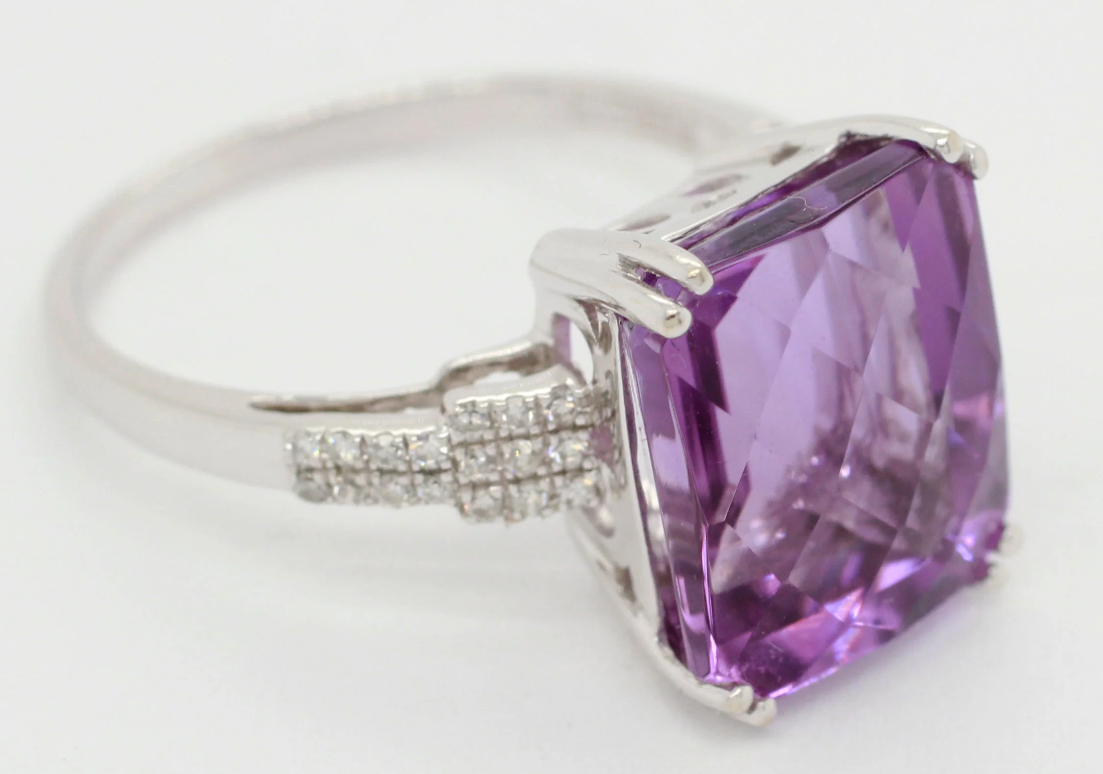 EFFY 4ct Amethyst and Diamond Accent Cocktail Ring in 14k White Gold - Image 4