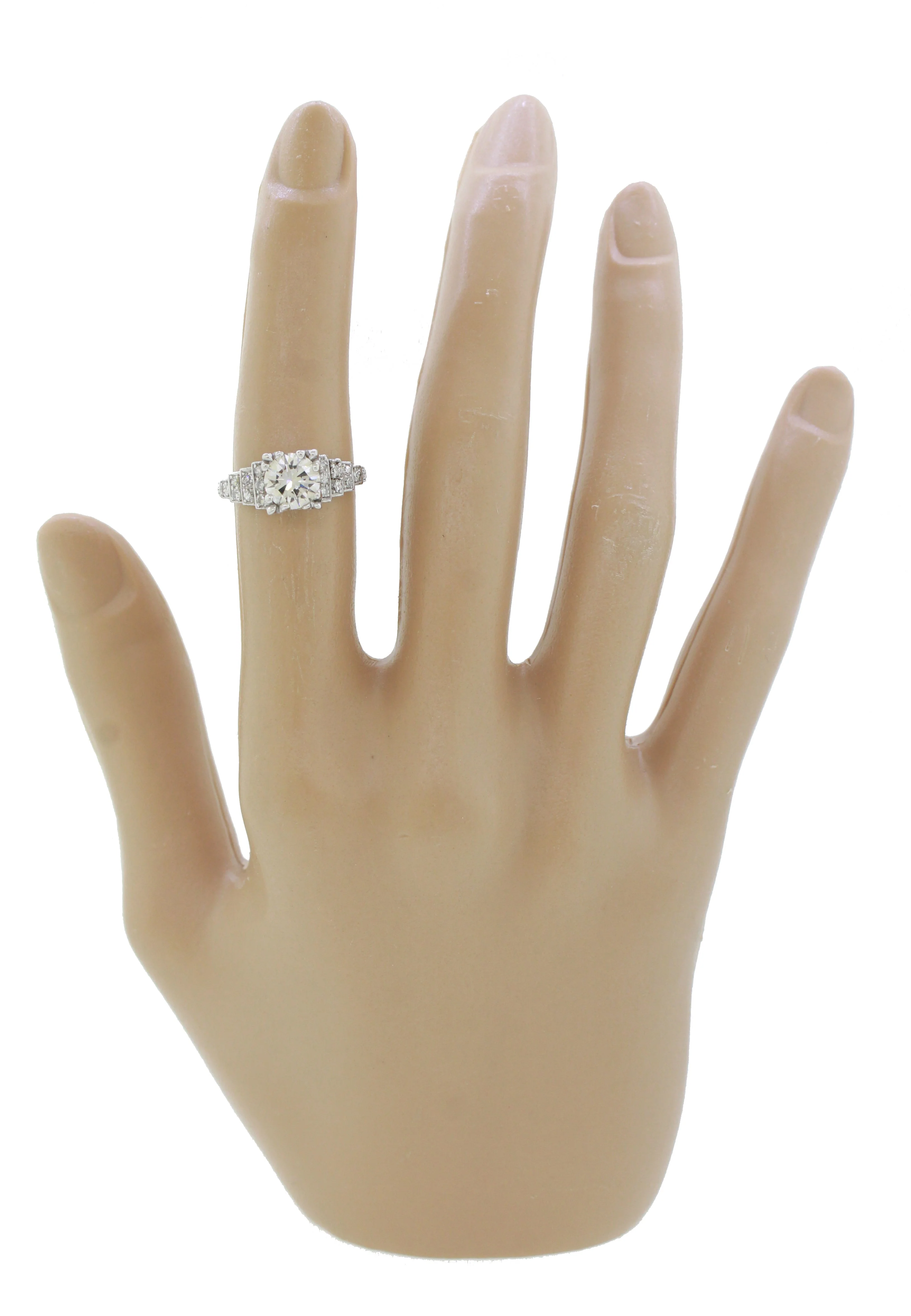 EGL Antique Art Deco H / VS2 / 1.35ctw Diamond Engagement Ring - Platinum - Image 7