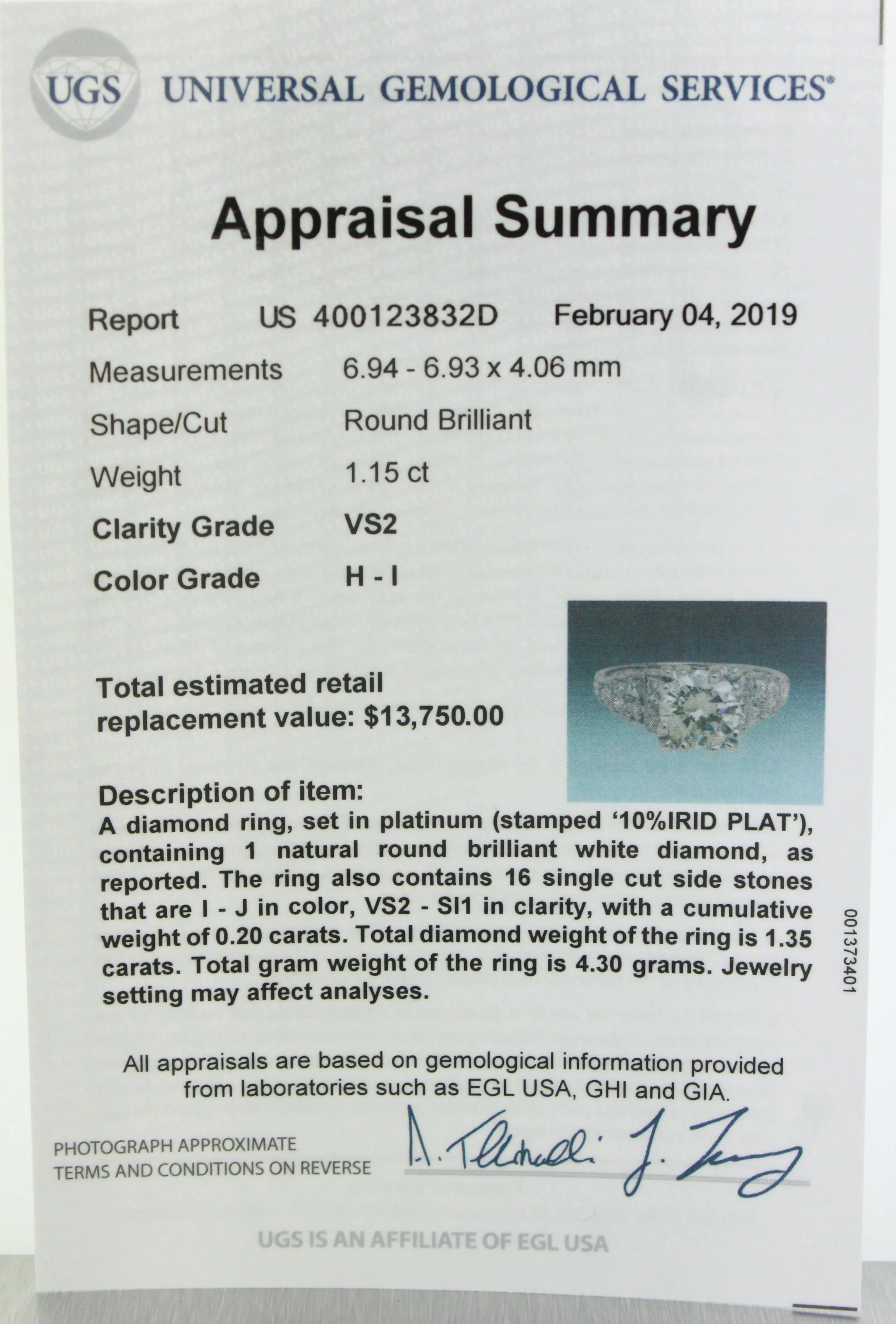 EGL Antique Art Deco H / VS2 / 1.35ctw Diamond Engagement Ring - Platinum - Image 8