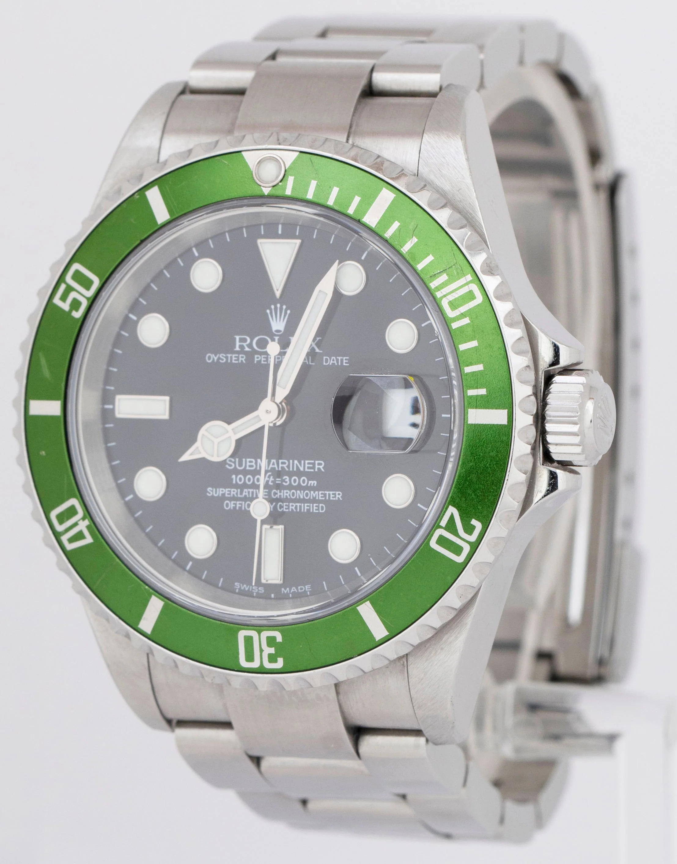 FLAT 4 UNPOLISHED Rolex Submariner Date KERMIT PAPERS Steel Watch 16610 LV B+P - Image 3