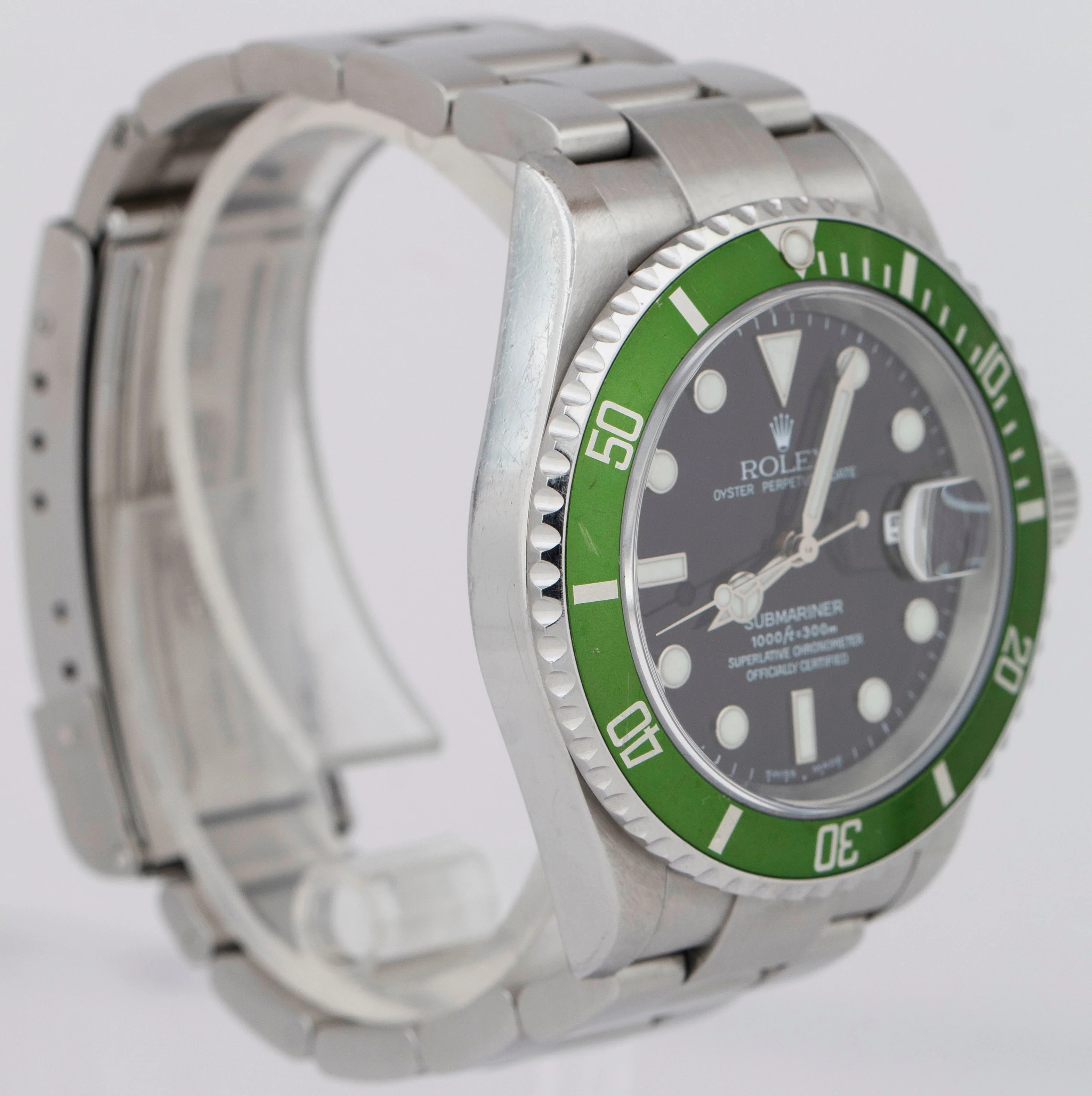FLAT 4 UNPOLISHED Rolex Submariner Date KERMIT PAPERS Steel Watch 16610 LV B+P - Image 4