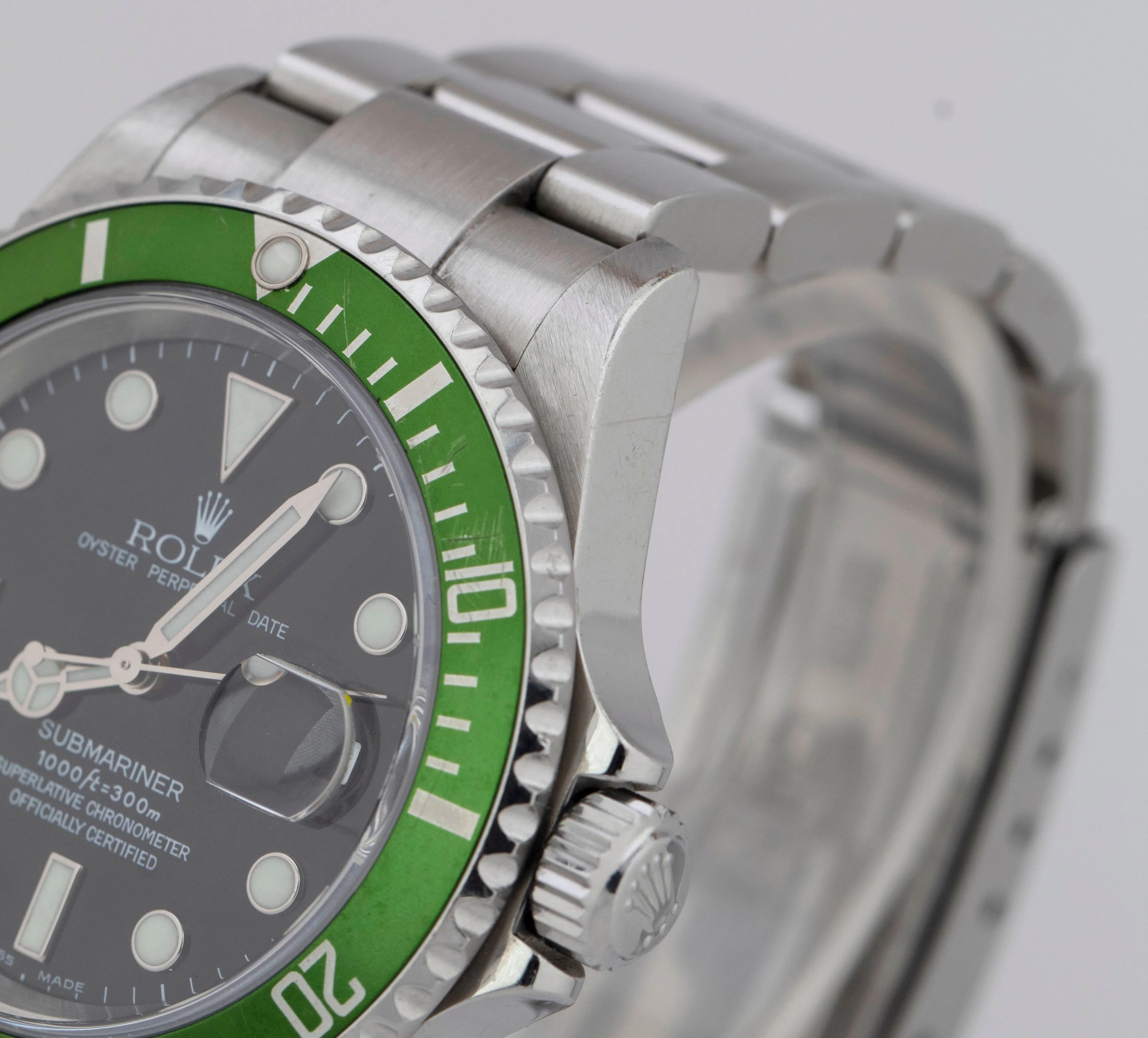 FLAT 4 UNPOLISHED Rolex Submariner Date KERMIT PAPERS Steel Watch 16610 LV B+P - Image 6