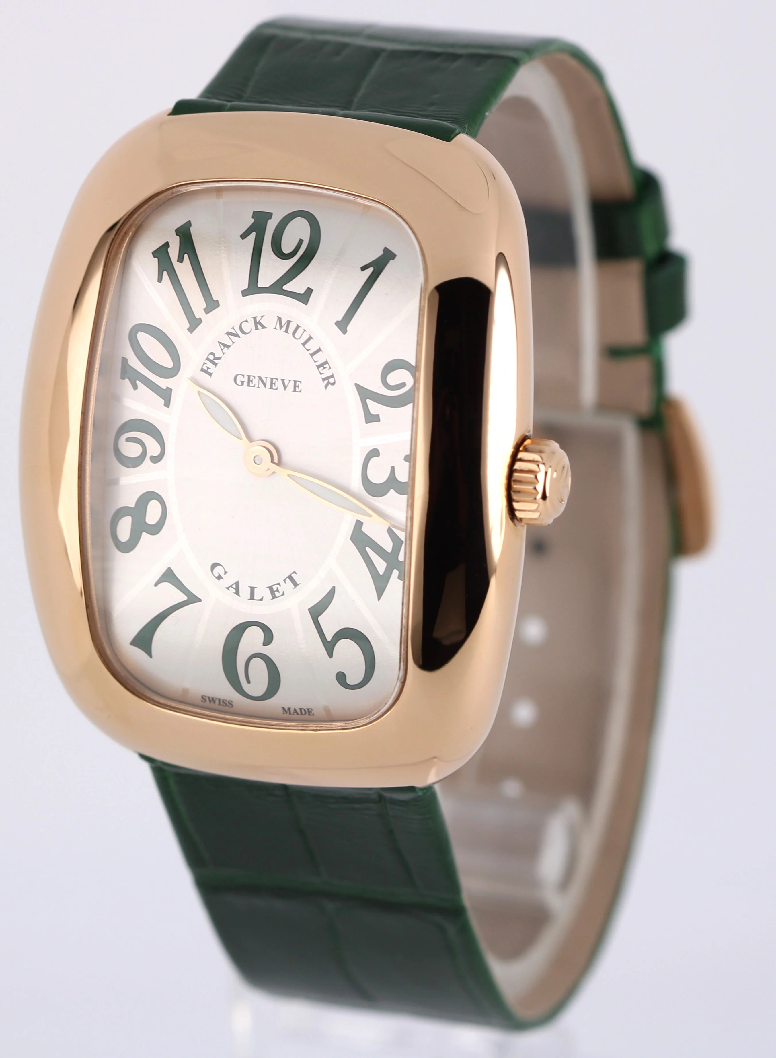 Franck Muller Galet 18k Gold Silver Green 34mm Quartz 3002MQZVVR Leather Watch - Image 3
