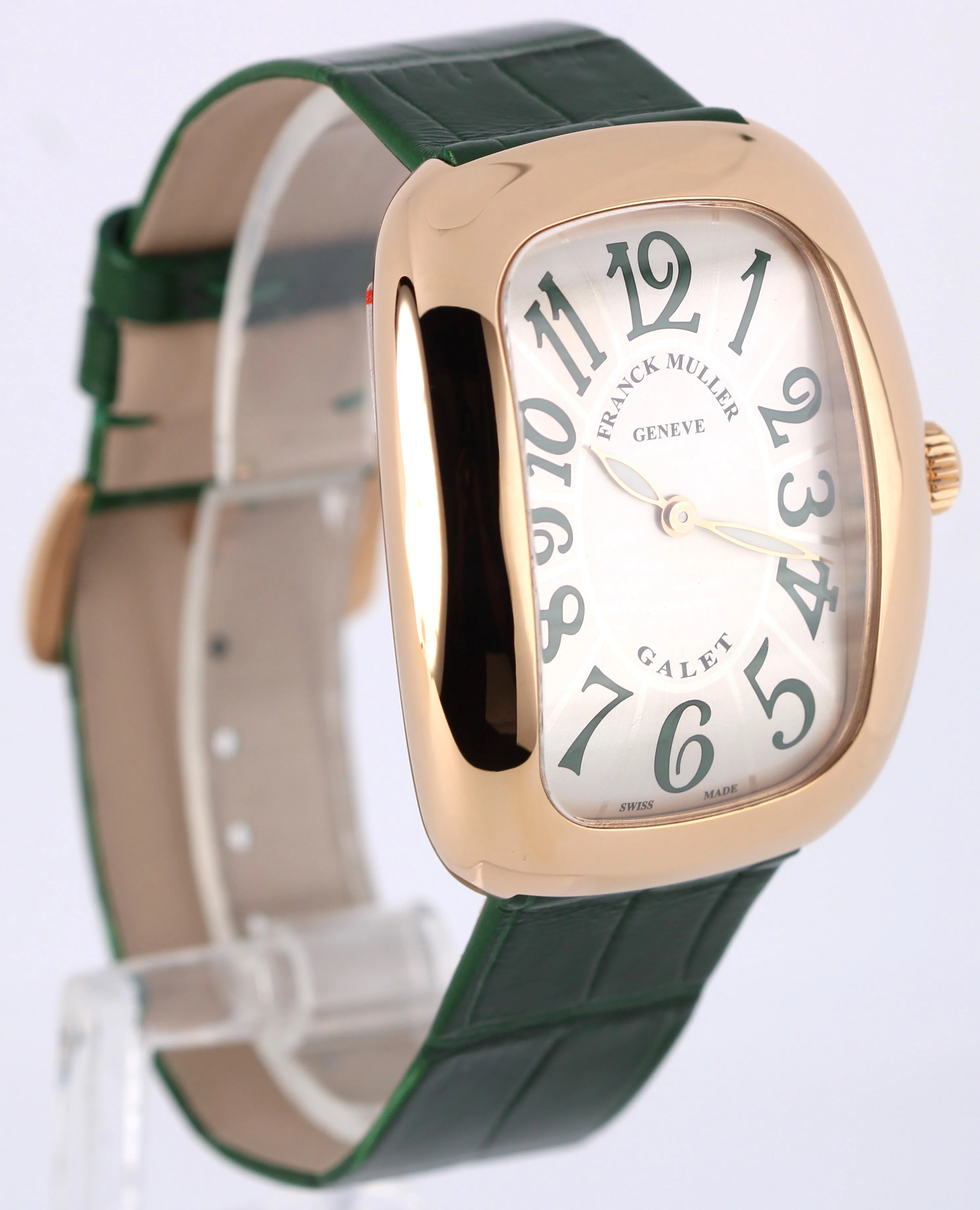 Franck Muller Galet 18k Gold Silver Green 34mm Quartz 3002MQZVVR Leather Watch - Image 4