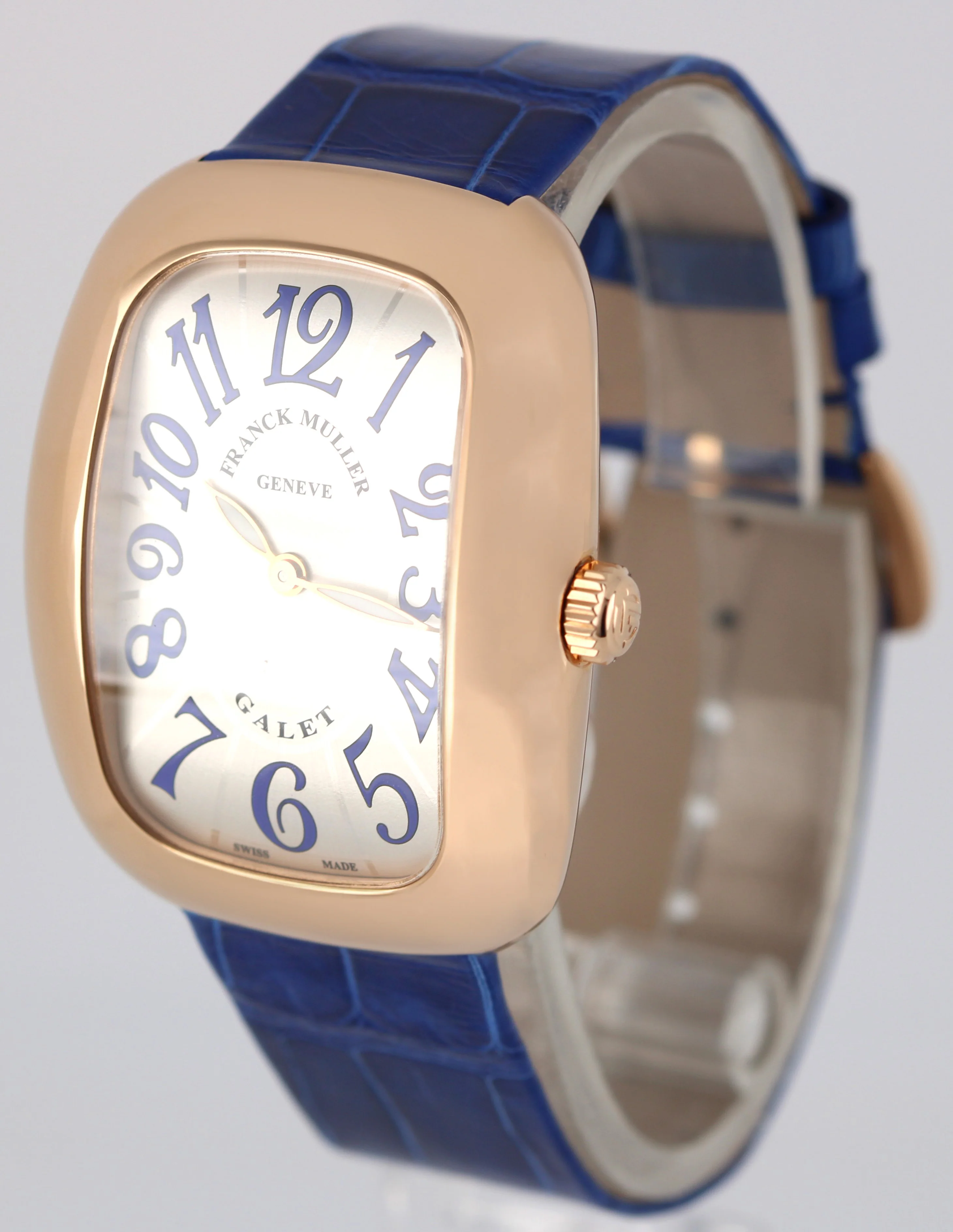 Franck Muller Galet 18k Rose Gold Silver 34mm Quartz 3002MQZVBU Leather Watch - Image 3