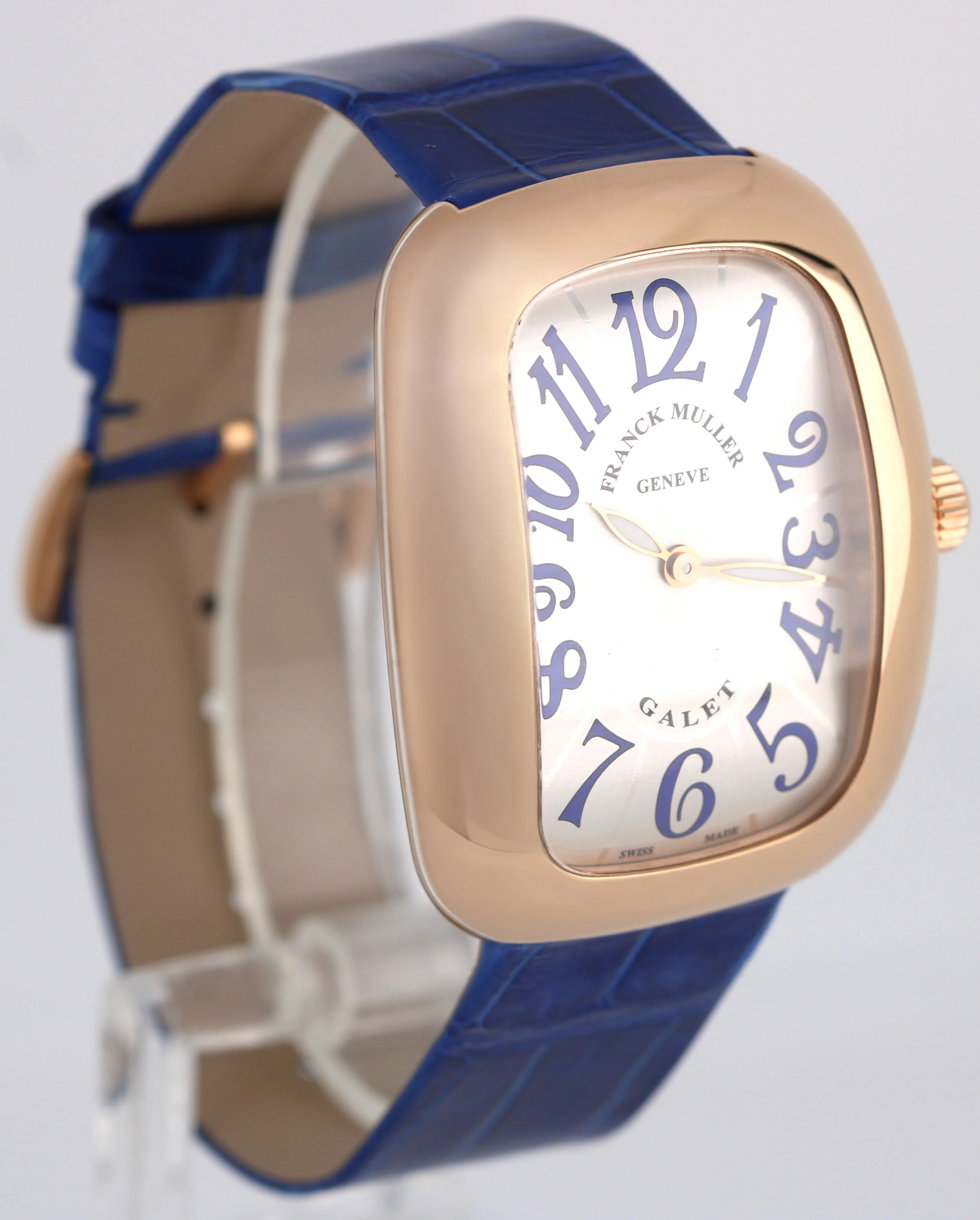 Franck Muller Galet 18k Rose Gold Silver 34mm Quartz 3002MQZVBU Leather Watch - Image 4