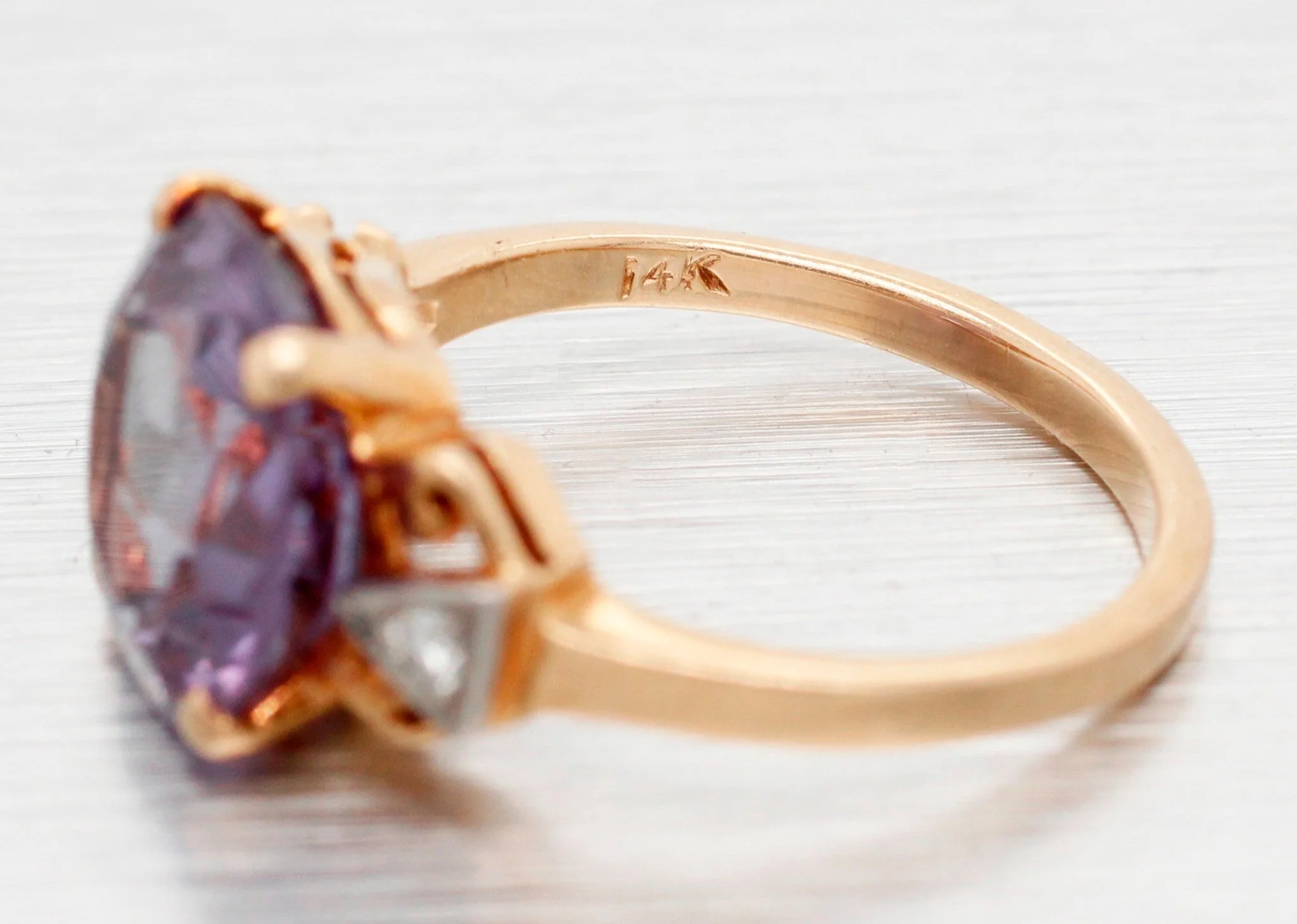GIA Color-Changing Sapphire Engagement Ring 14k Yellow Gold | Lab-Created Stone - Image 4