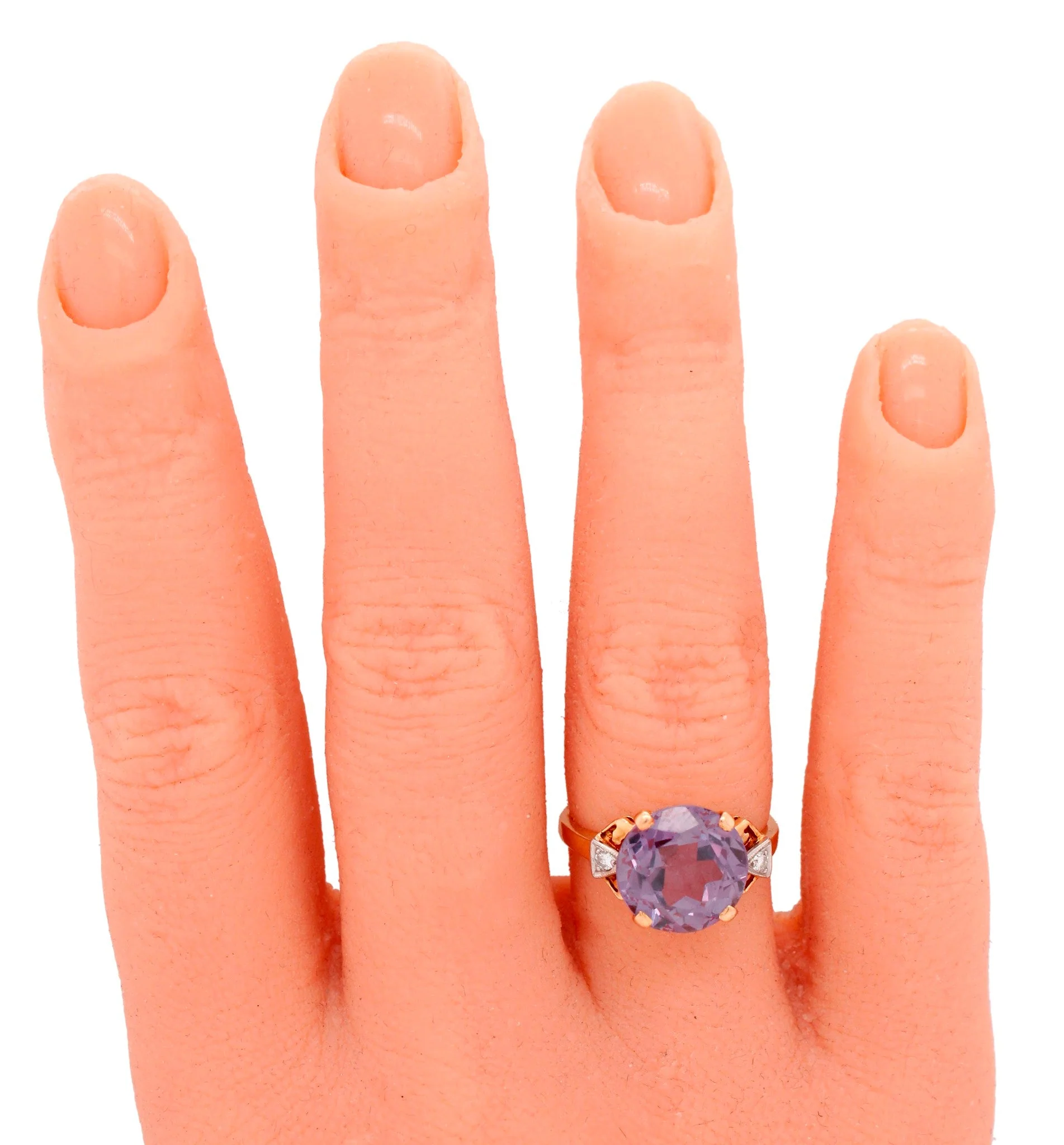 GIA Color-Changing Sapphire Engagement Ring 14k Yellow Gold | Lab-Created Stone - Image 9