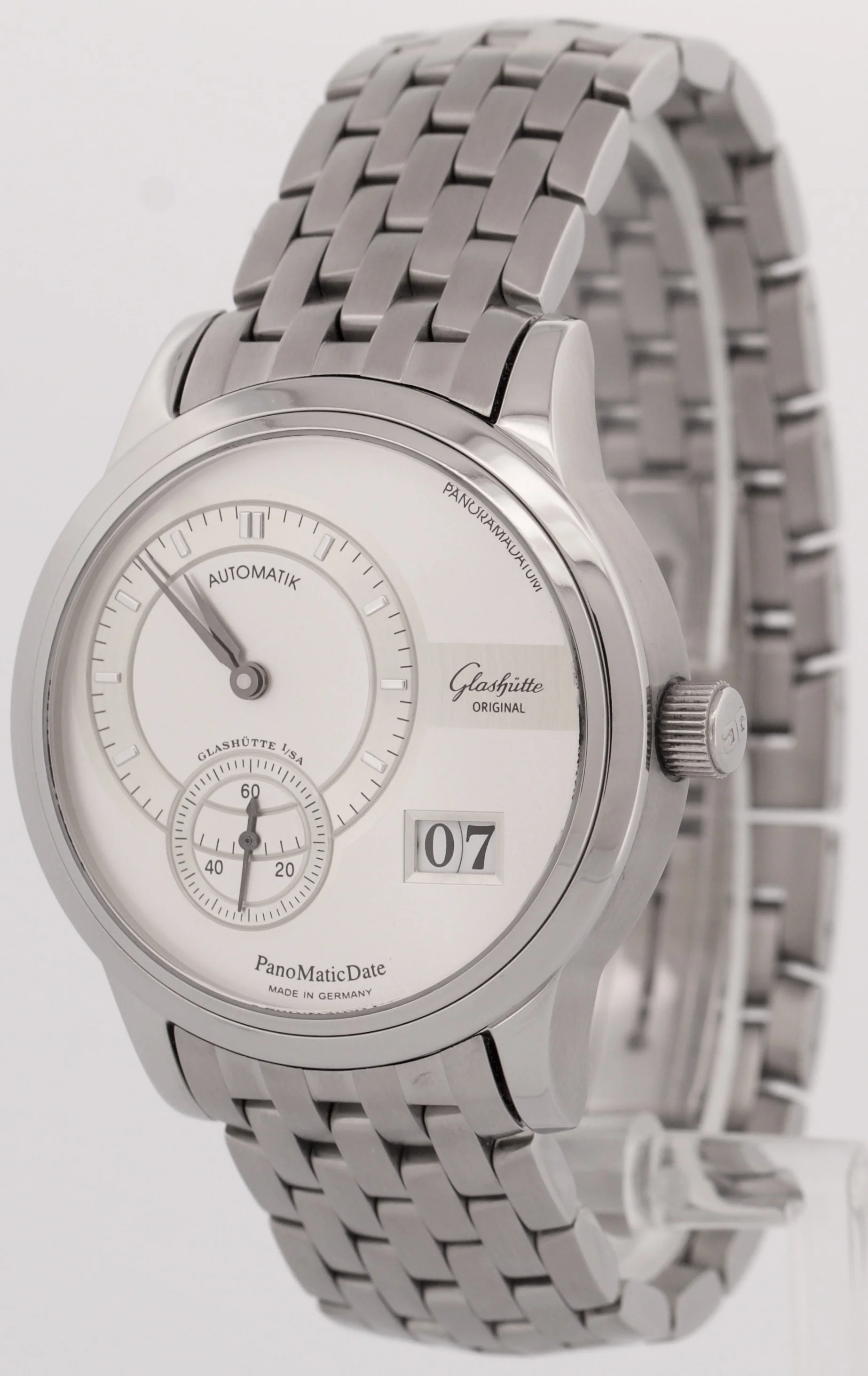 Glashutte Panomatic Date 39mm SILVER Automatic Stainless 90-01-02-02-14 BOX - Image 3