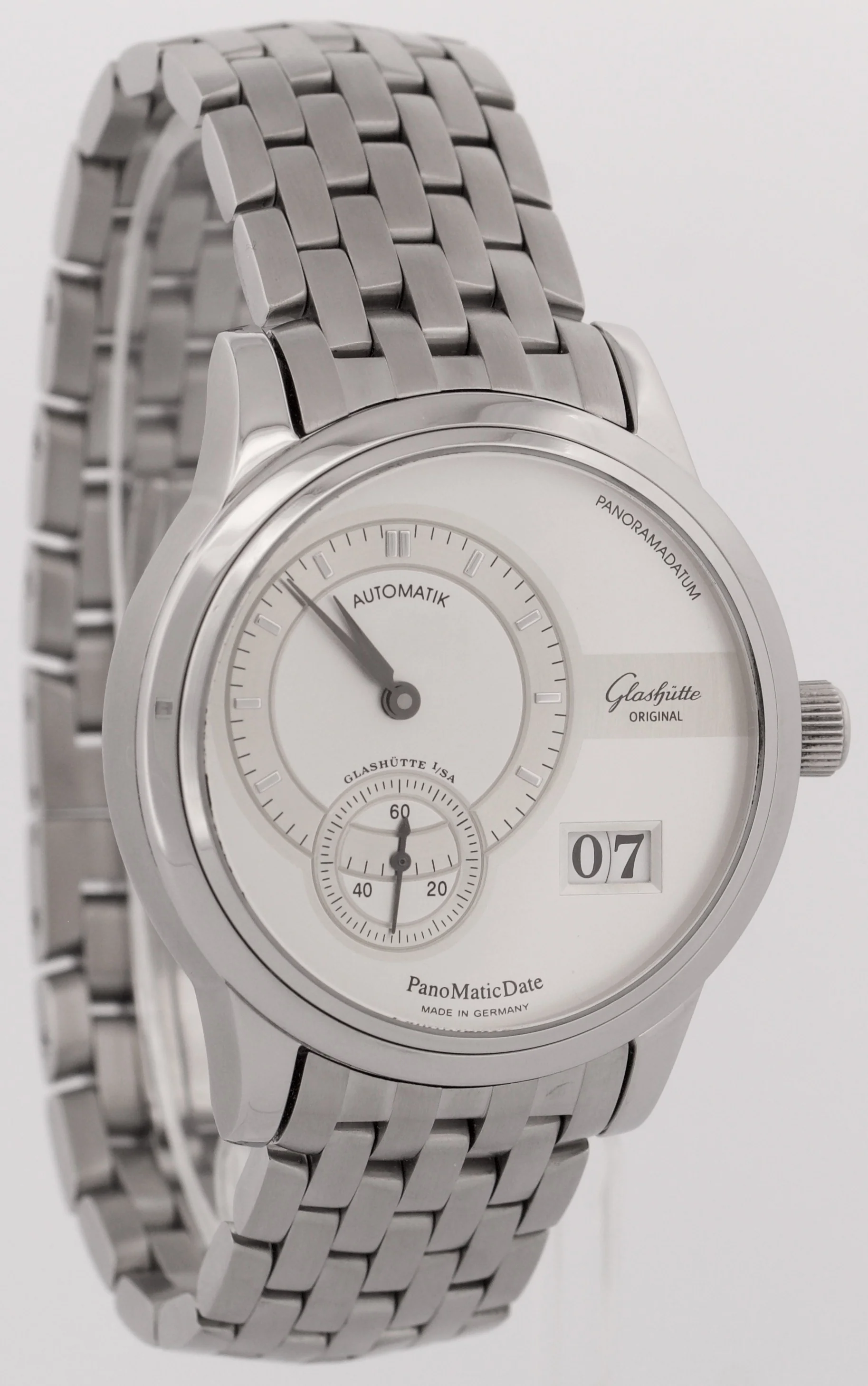 Glashutte Panomatic Date 39mm SILVER Automatic Stainless 90-01-02-02-14 BOX - Image 4