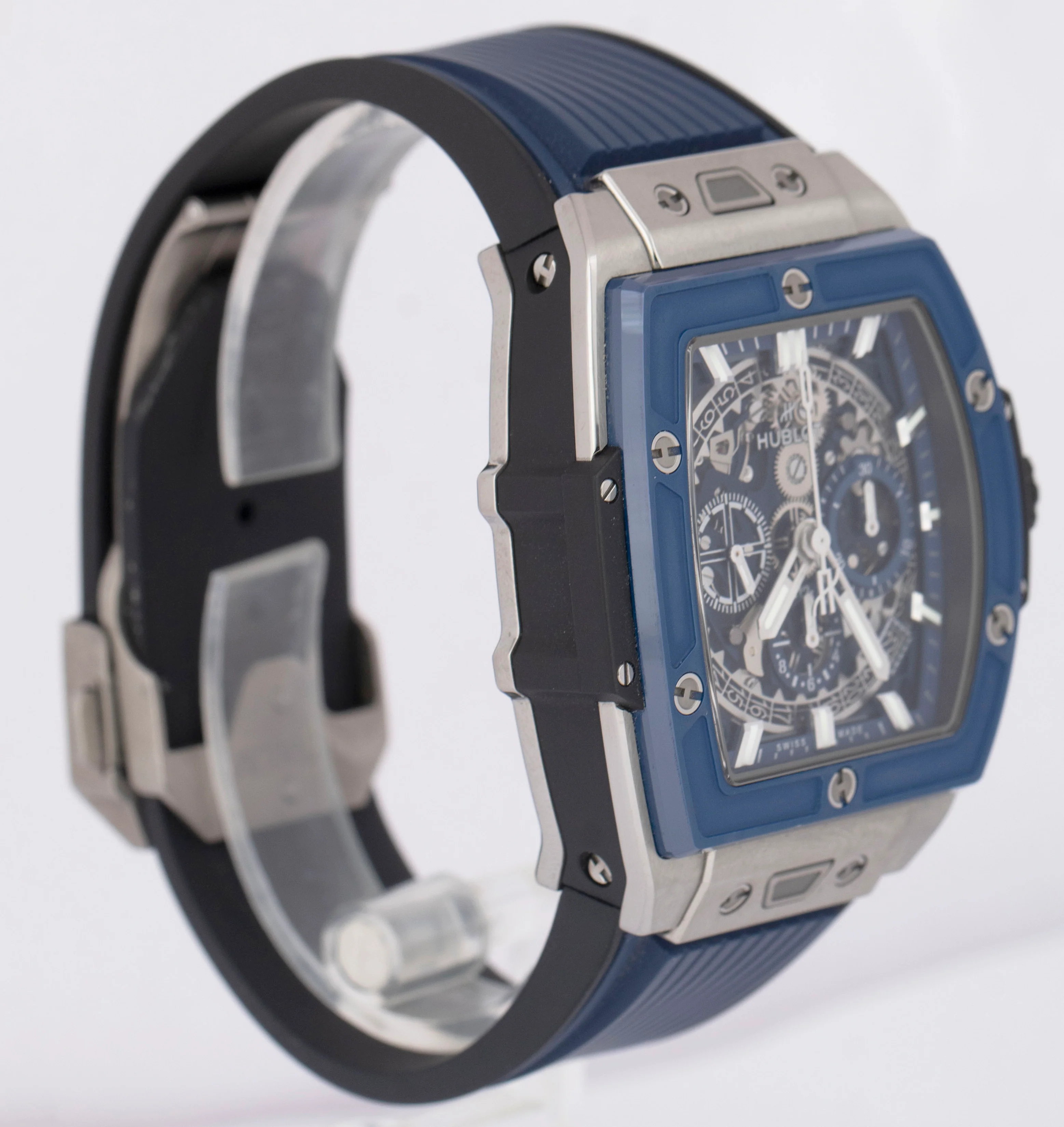 Hublot Spirit of Big Bang Titanium Blue Ceramic 42 Skeleton 642.NL.7170.RX Watch - Image 4