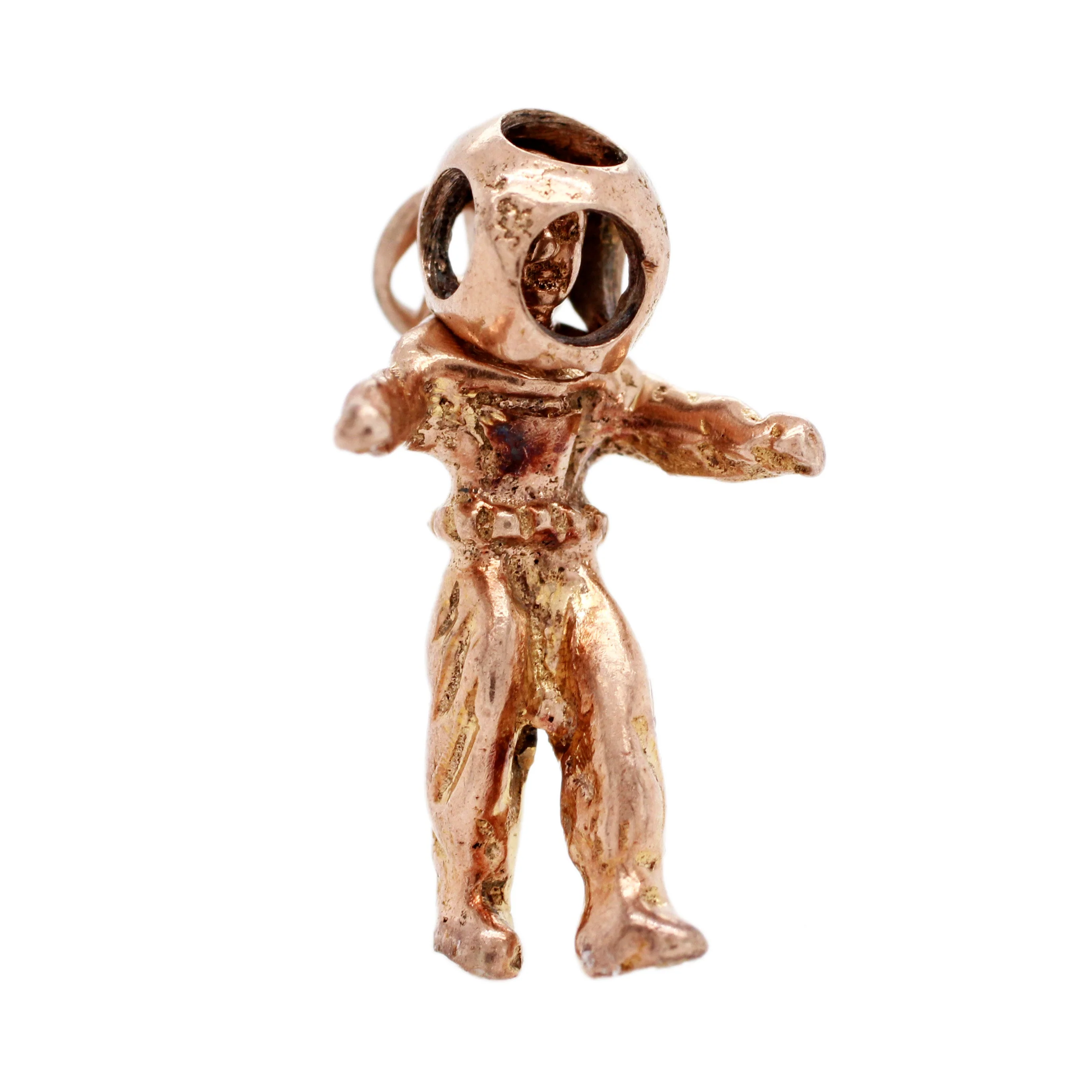 Interactive Antique Scuba Diver Pendant Charm - 14k Yellow Gold - Image 2