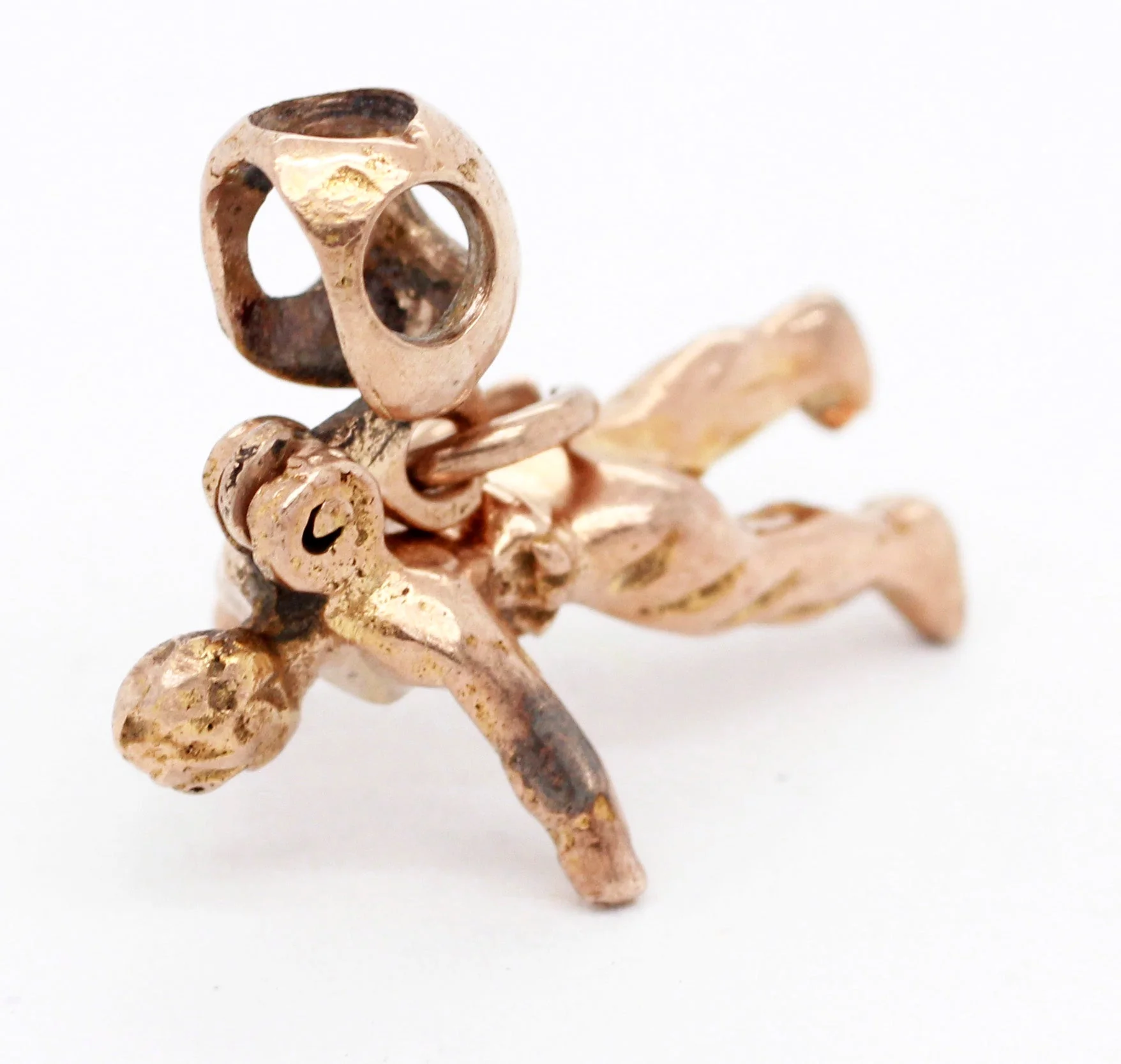 Interactive Antique Scuba Diver Pendant Charm - 14k Yellow Gold - Image 8