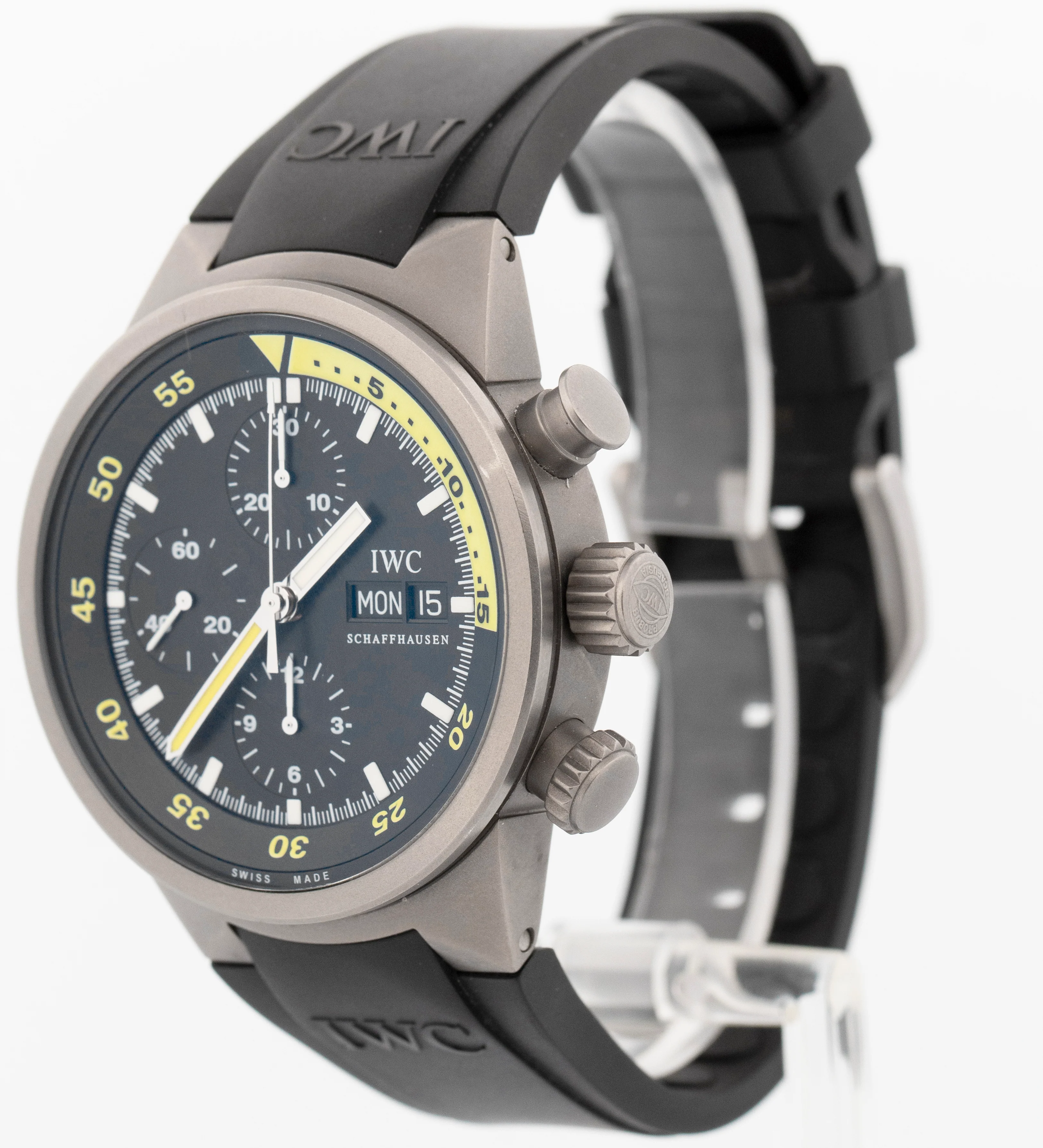 IWC Aquatimer Chronograph Titanium 41mm Yellow Rubber Day Date Watch IW371918 - Image 3