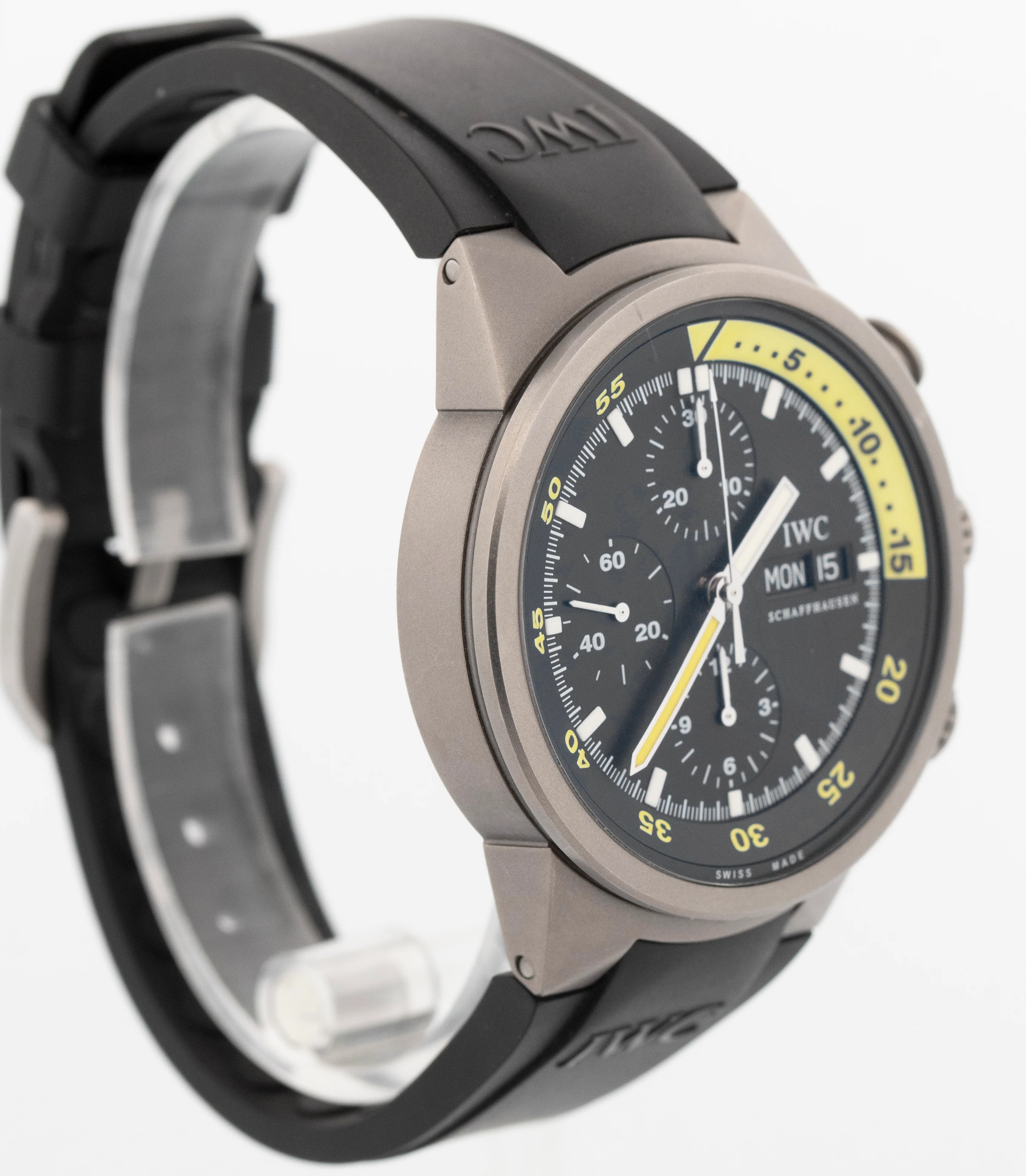 IWC Aquatimer Chronograph Titanium 41mm Yellow Rubber Day Date Watch IW371918 - Image 4