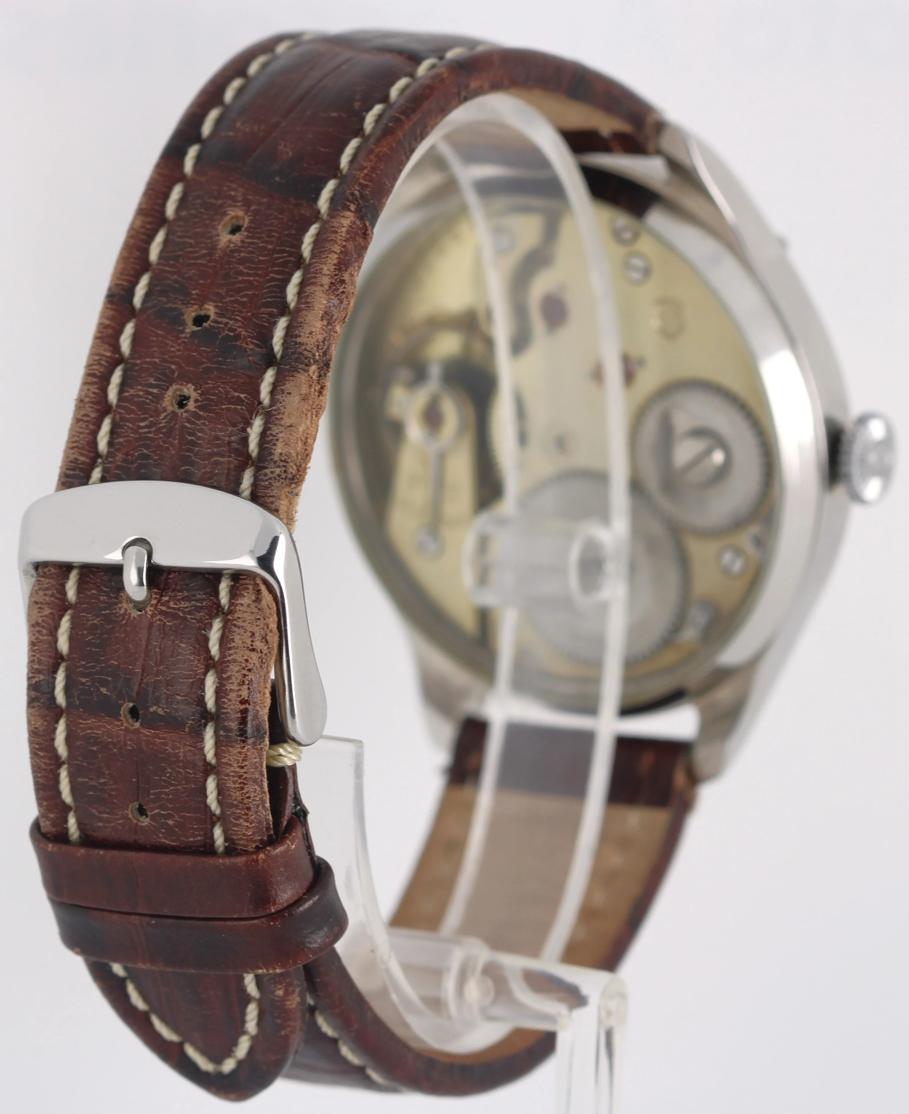 IWC Conversion Pocketwatch Stainless Steel Silver 47.5mm Brown Leather Watch - Image 5