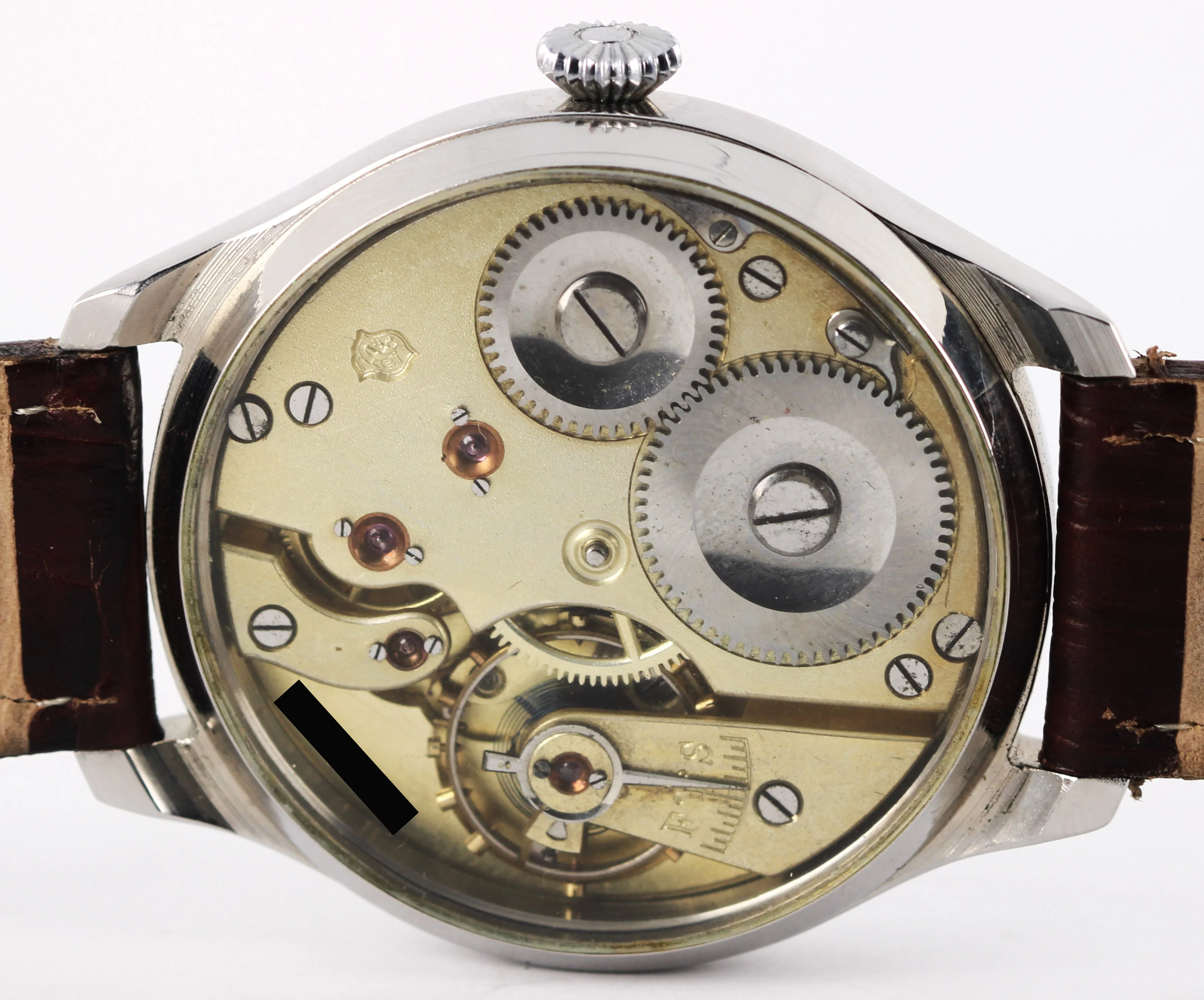 IWC Conversion Pocketwatch Stainless Steel Silver 47.5mm Brown Leather Watch - Image 9