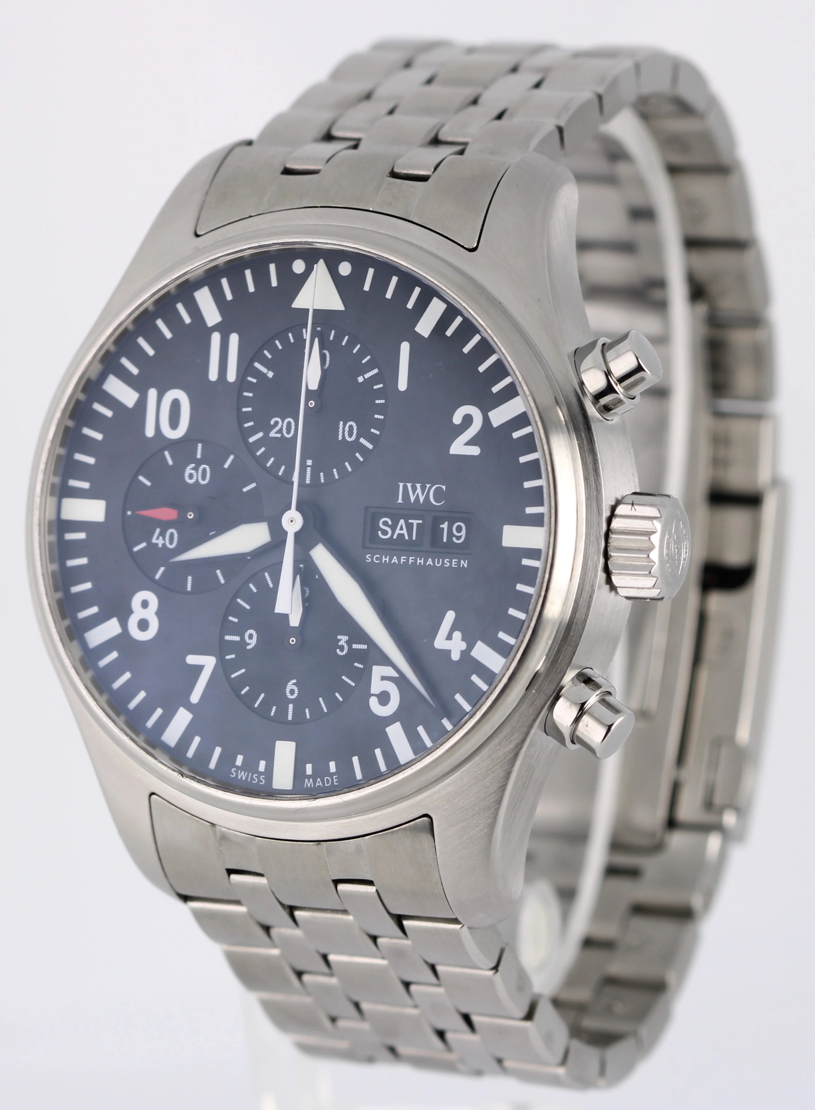 IWC Pilot Chronograph Date Stainless Steel Black 43mm IW377709 Automatic Watch - Image 4