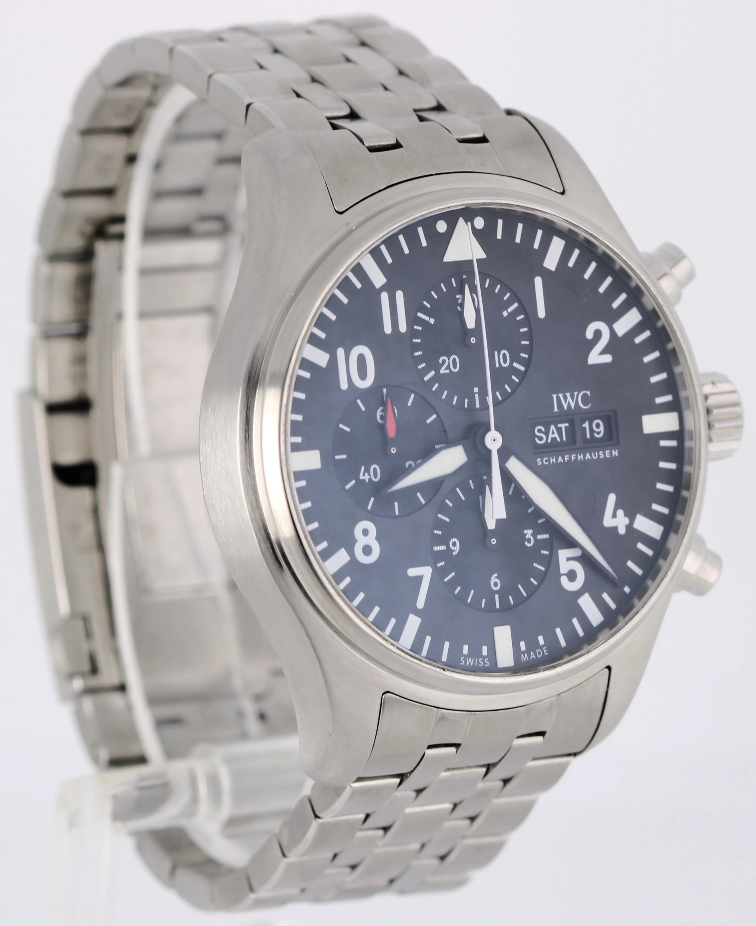 IWC Pilot Chronograph Date Stainless Steel Black 43mm IW377709 Automatic Watch - Image 5