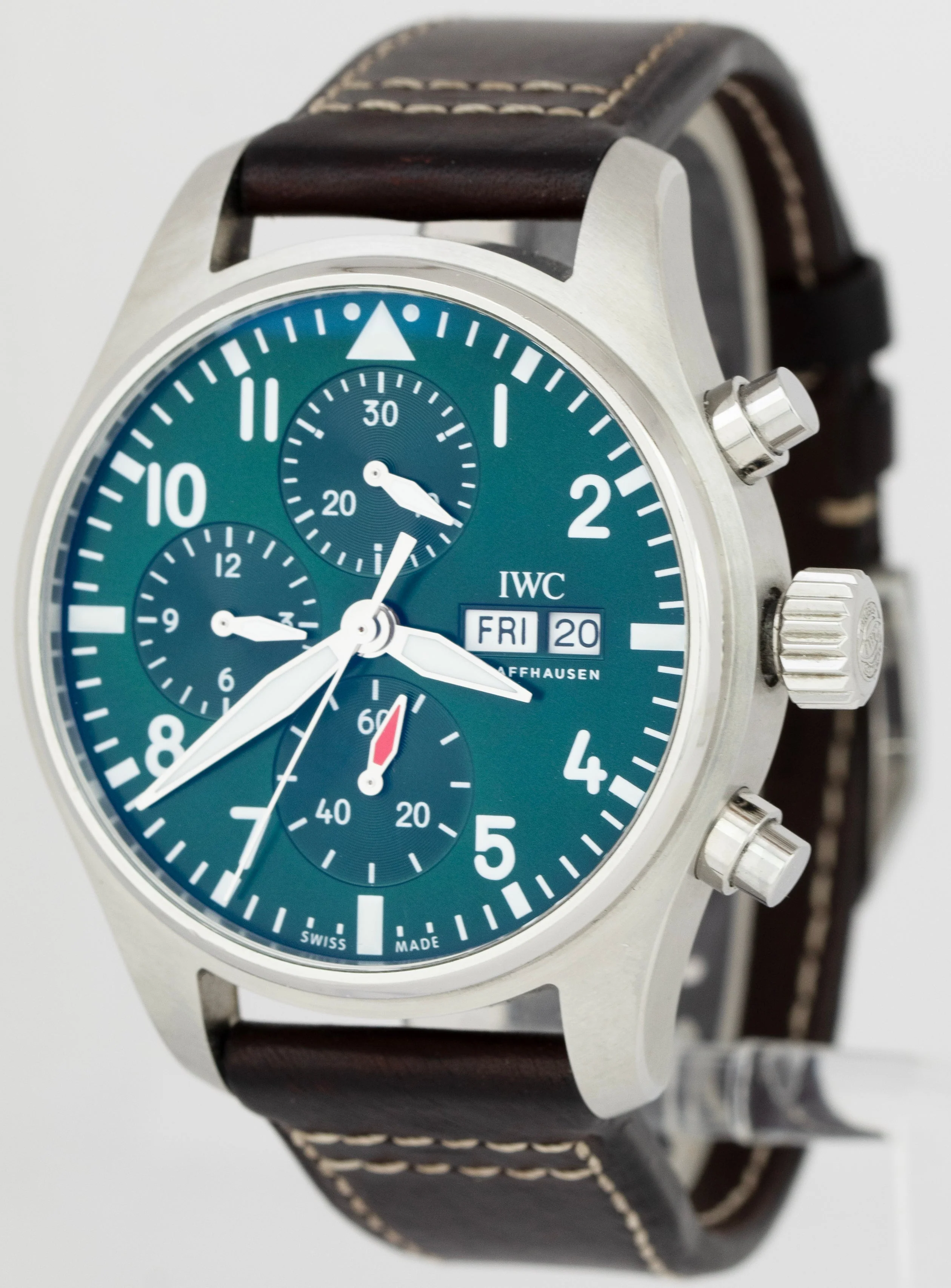 IWC Pilot's Watch Chronograph Green Stainless Steel 41mm Watch IW388103 CARD - Image 3
