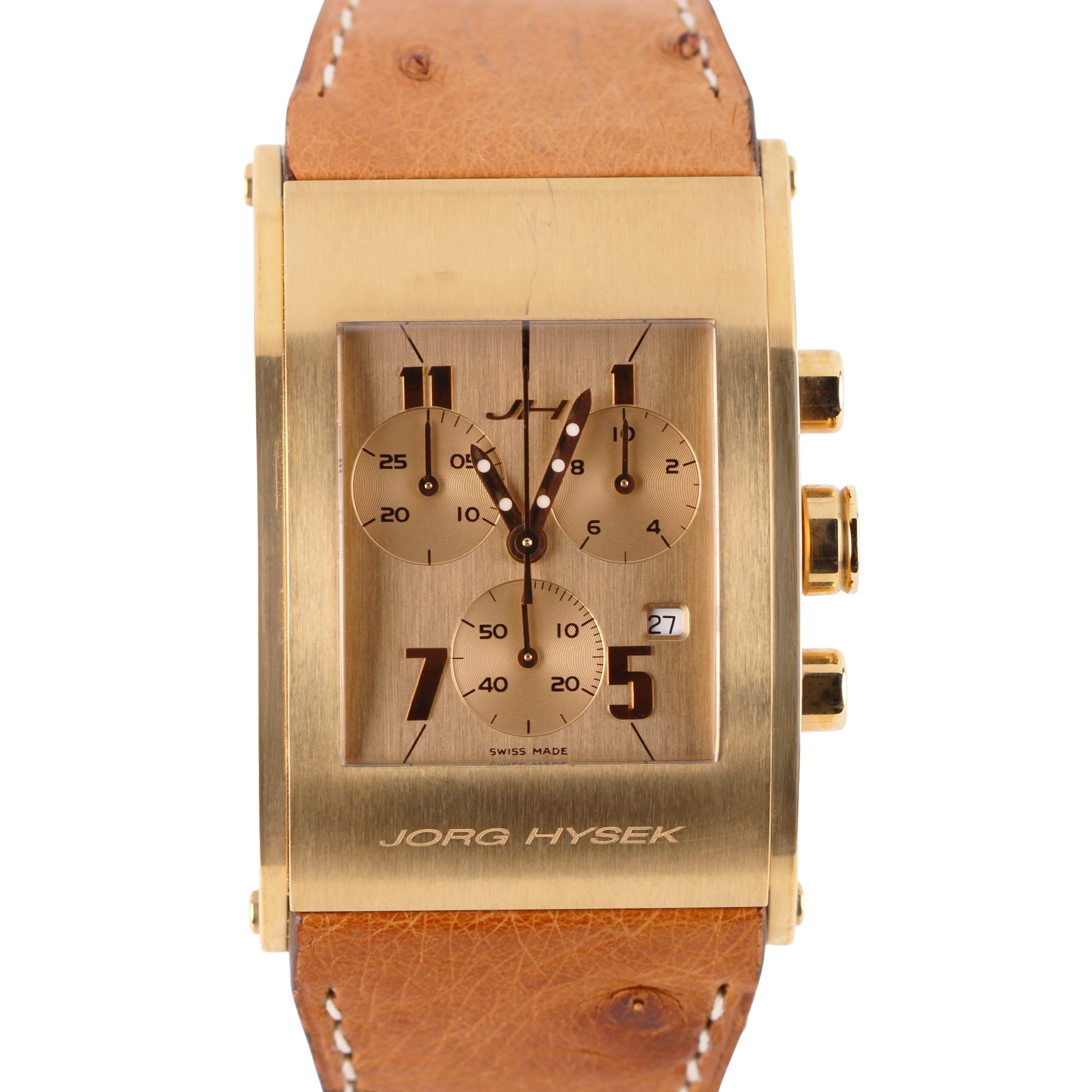 Jorg Hysek Kilada Rectangular Chronograph 18k Gold Copper 31mm S011 Watch BOX