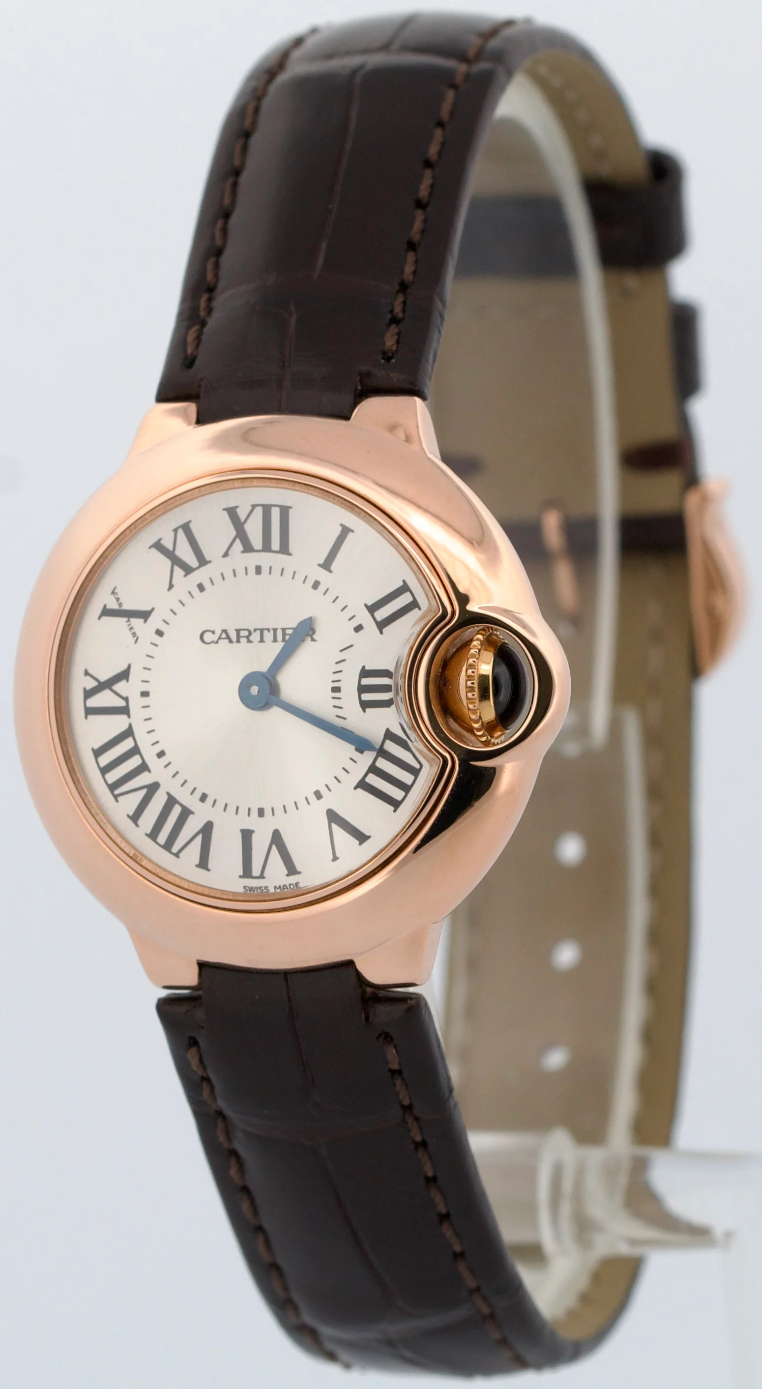 Ladies Cartier Ballon Bleu SILVER 18K Gold 28mm Leather Quartz 3007 W6900256 - Image 3