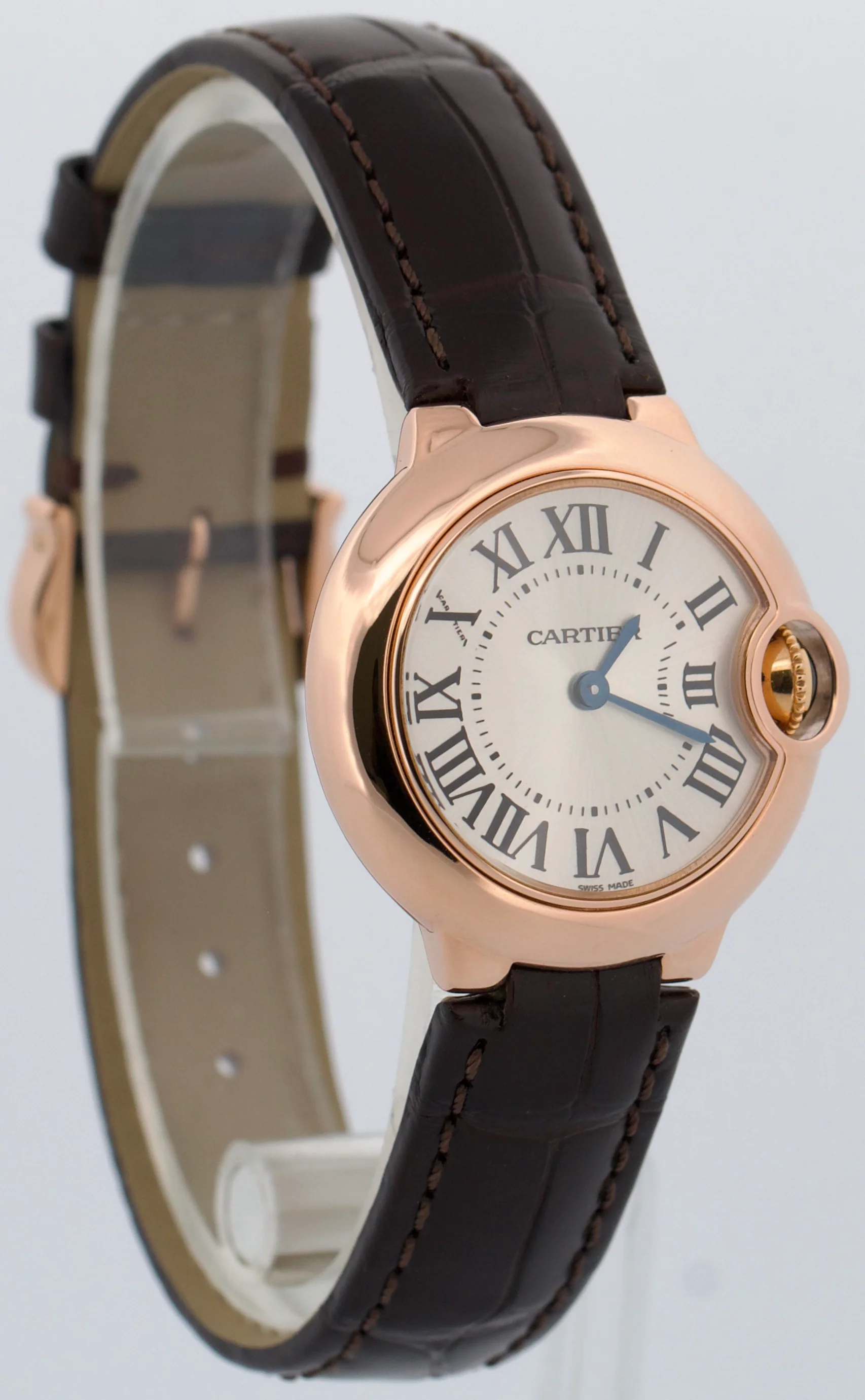 Ladies Cartier Ballon Bleu SILVER 18K Gold 28mm Leather Quartz 3007 W6900256 - Image 4