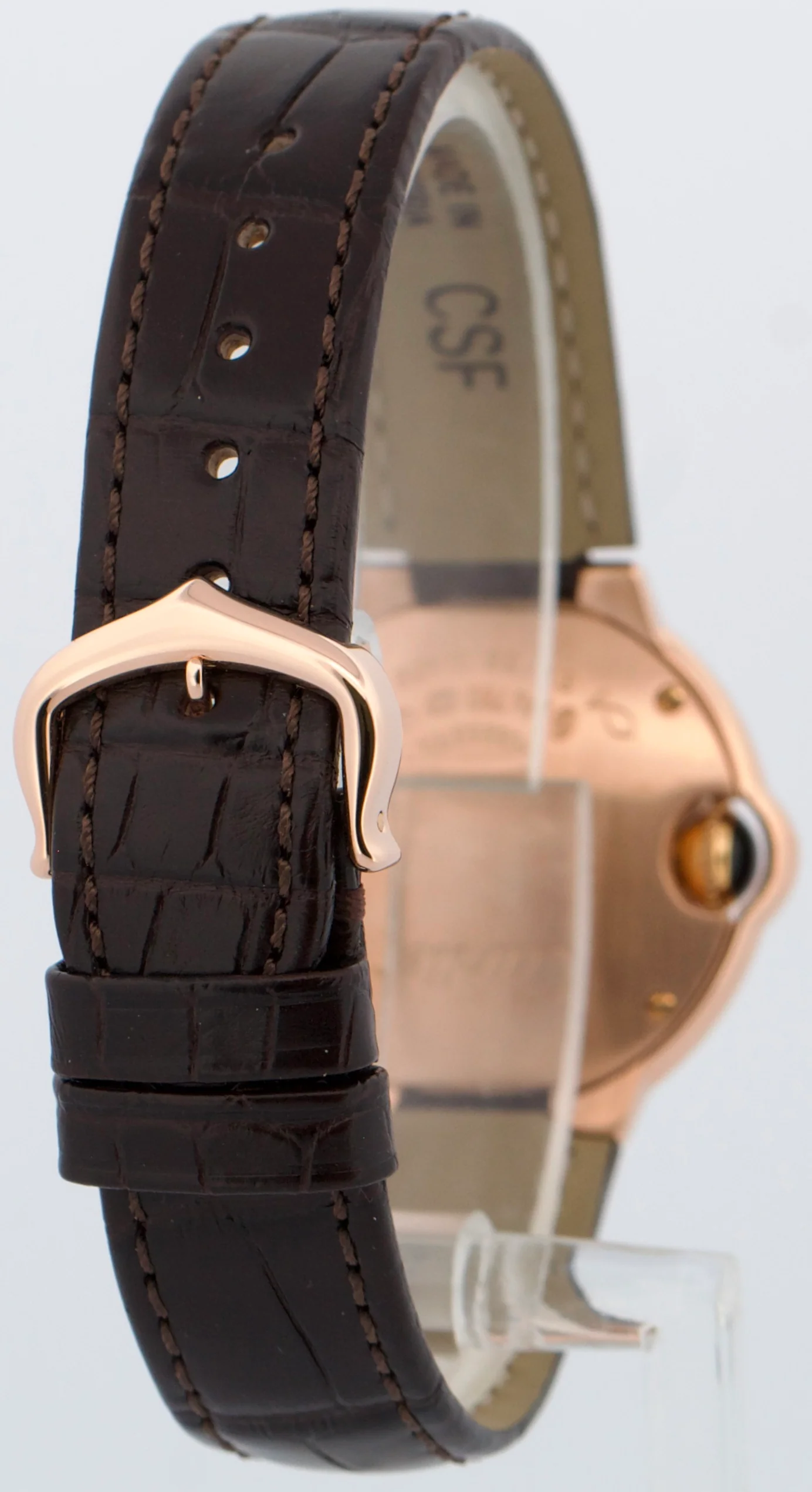 Ladies Cartier Ballon Bleu SILVER 18K Gold 28mm Leather Quartz 3007 W6900256 - Image 6